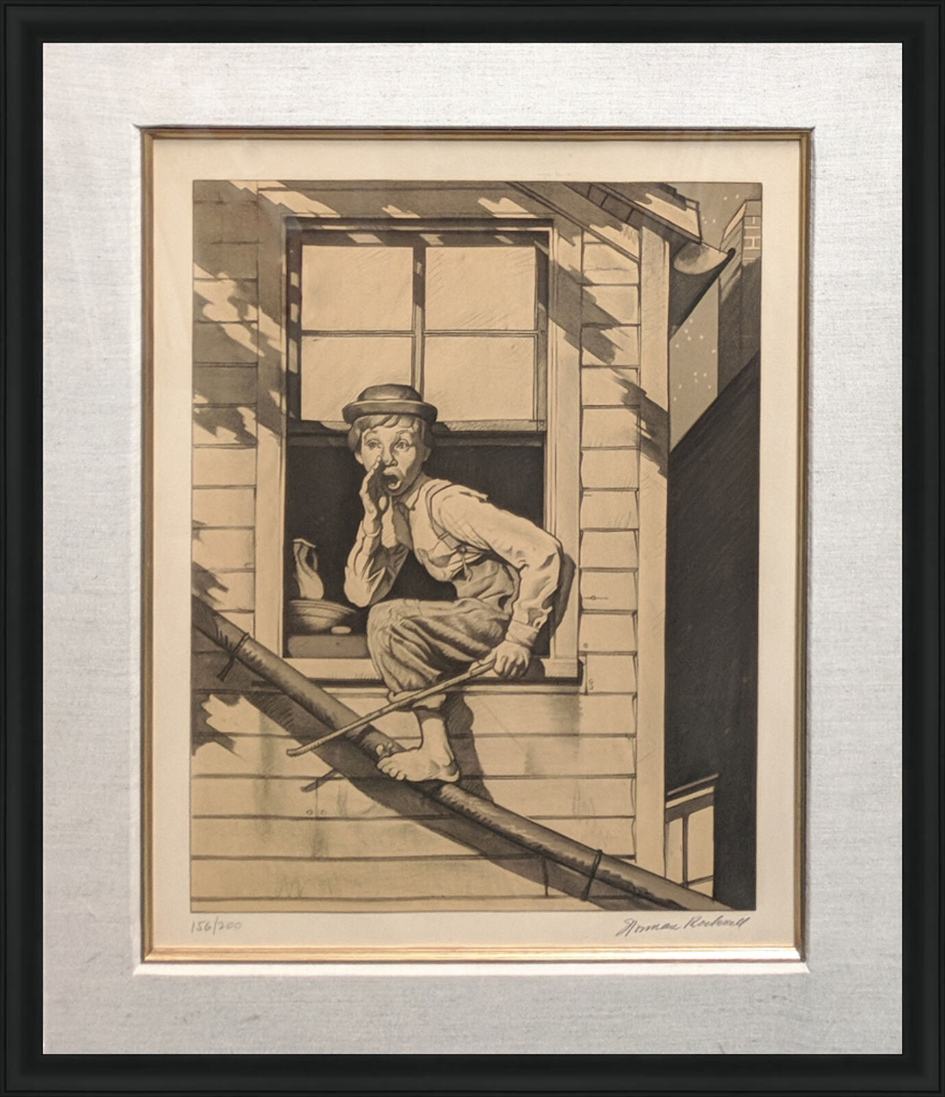 OUT THE WINDOW (SEPIA) by Norman Rockwell, 1976