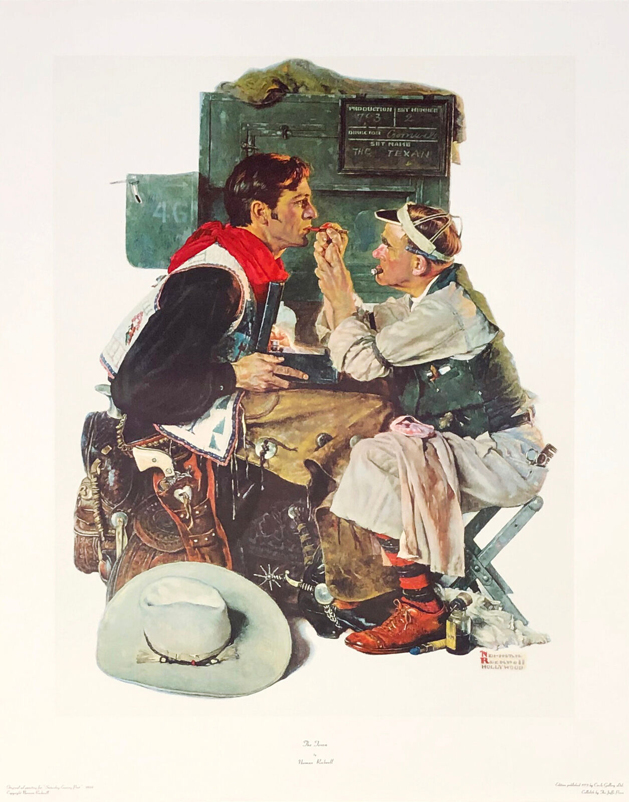 Artwork by Norman Rockwell, THE TEXAN, Made of Collotype 