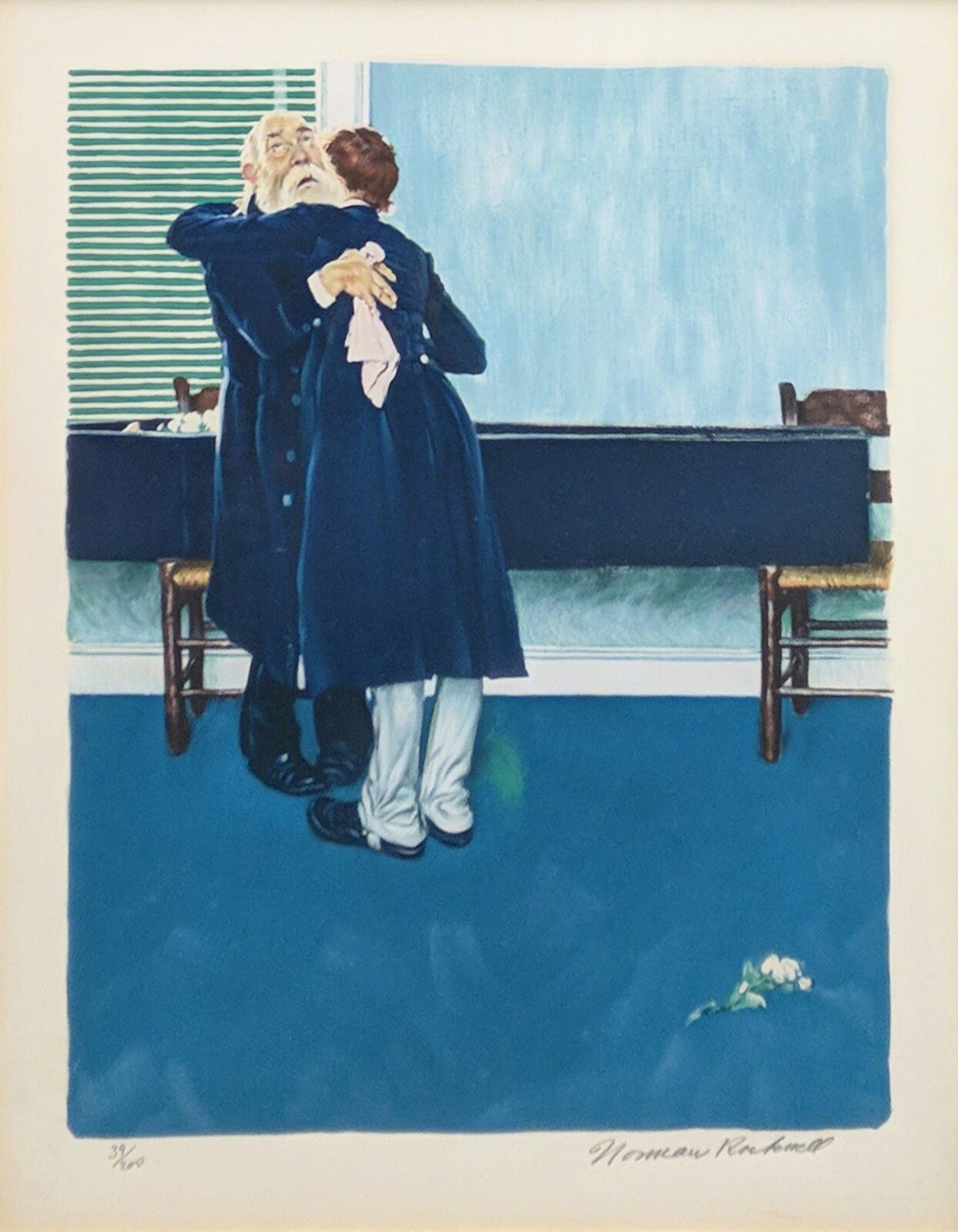 Artwork by Norman Rockwell, THEN FOR THREE MINUTES, OR MAYBE FOUR, Made of Lithograph 
