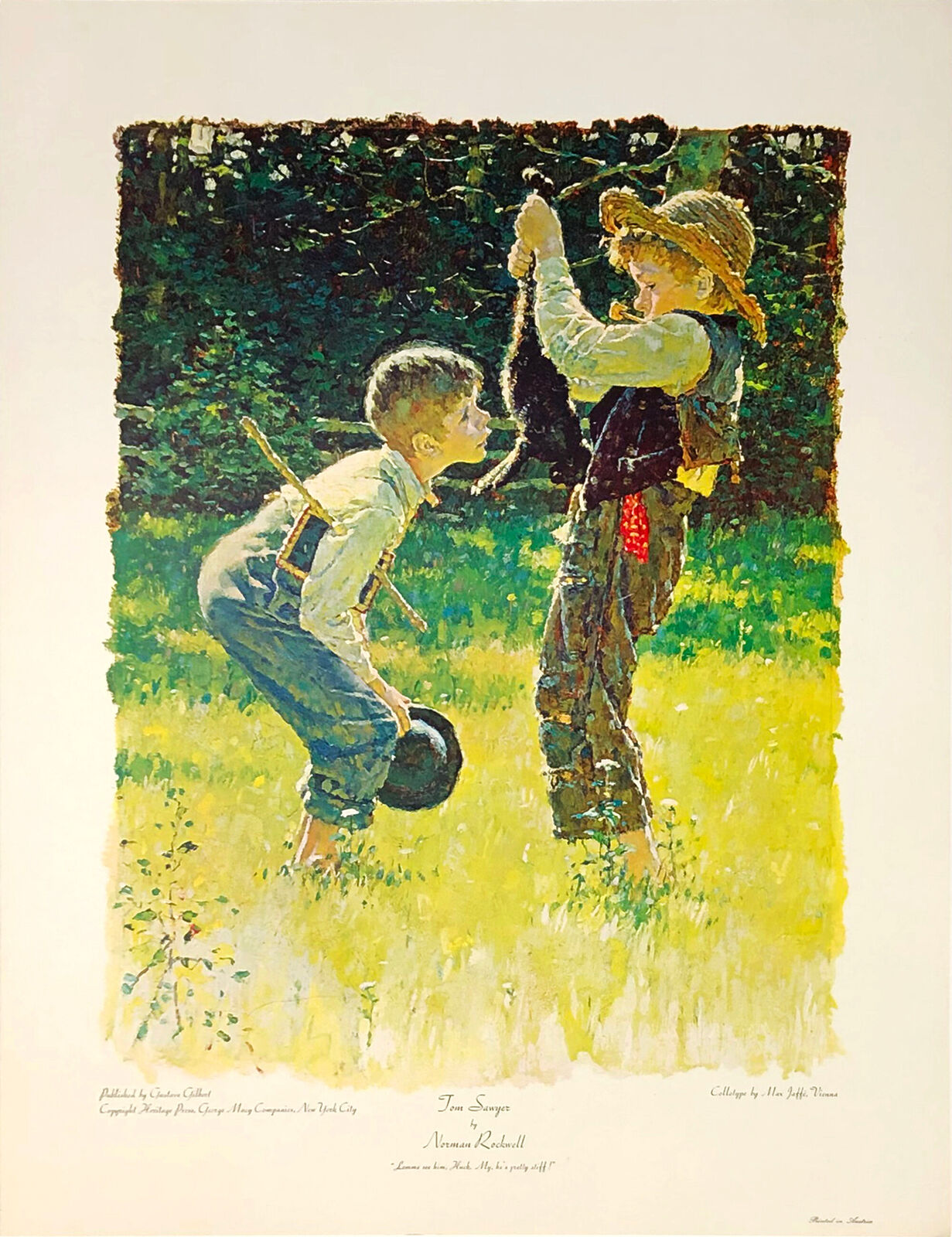 Artwork by Norman Rockwell, TOM SAWYER LEMME SEE HIM, HUCK. MY, HE'S PRETTY STIFF, Made of Collotype 