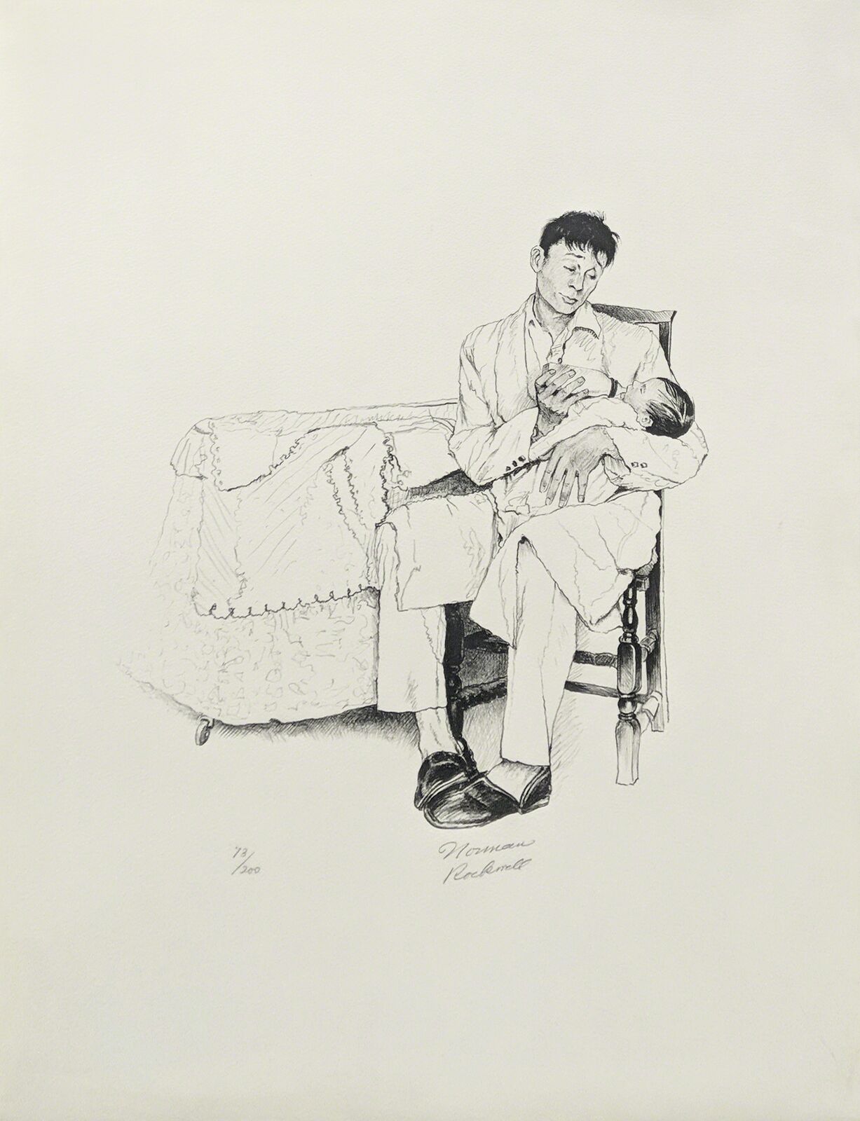 TWO O'CLOCK FEEDING by Norman Rockwell, 1973