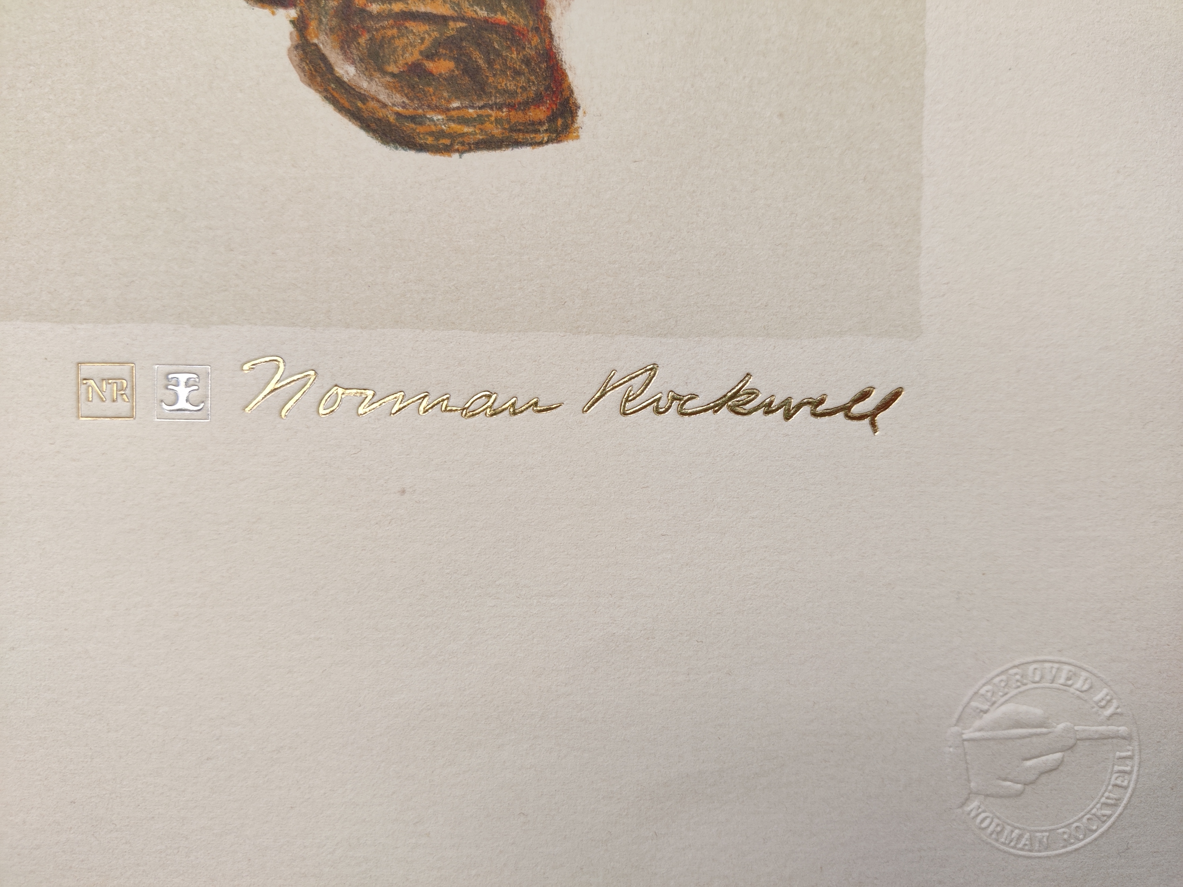 A painting of a man carrying a child on his back.