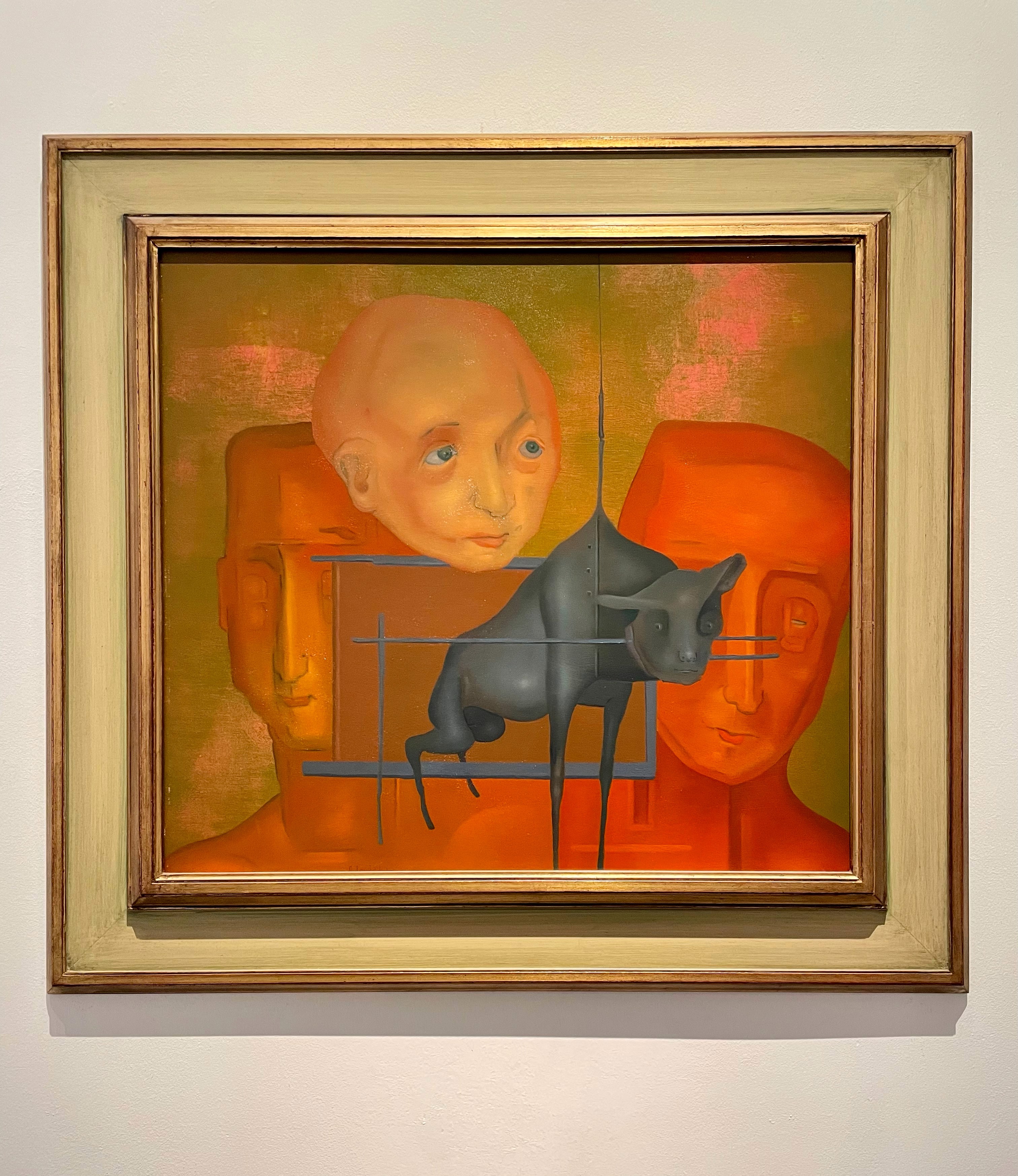 A painting hanging on a wall in a room.