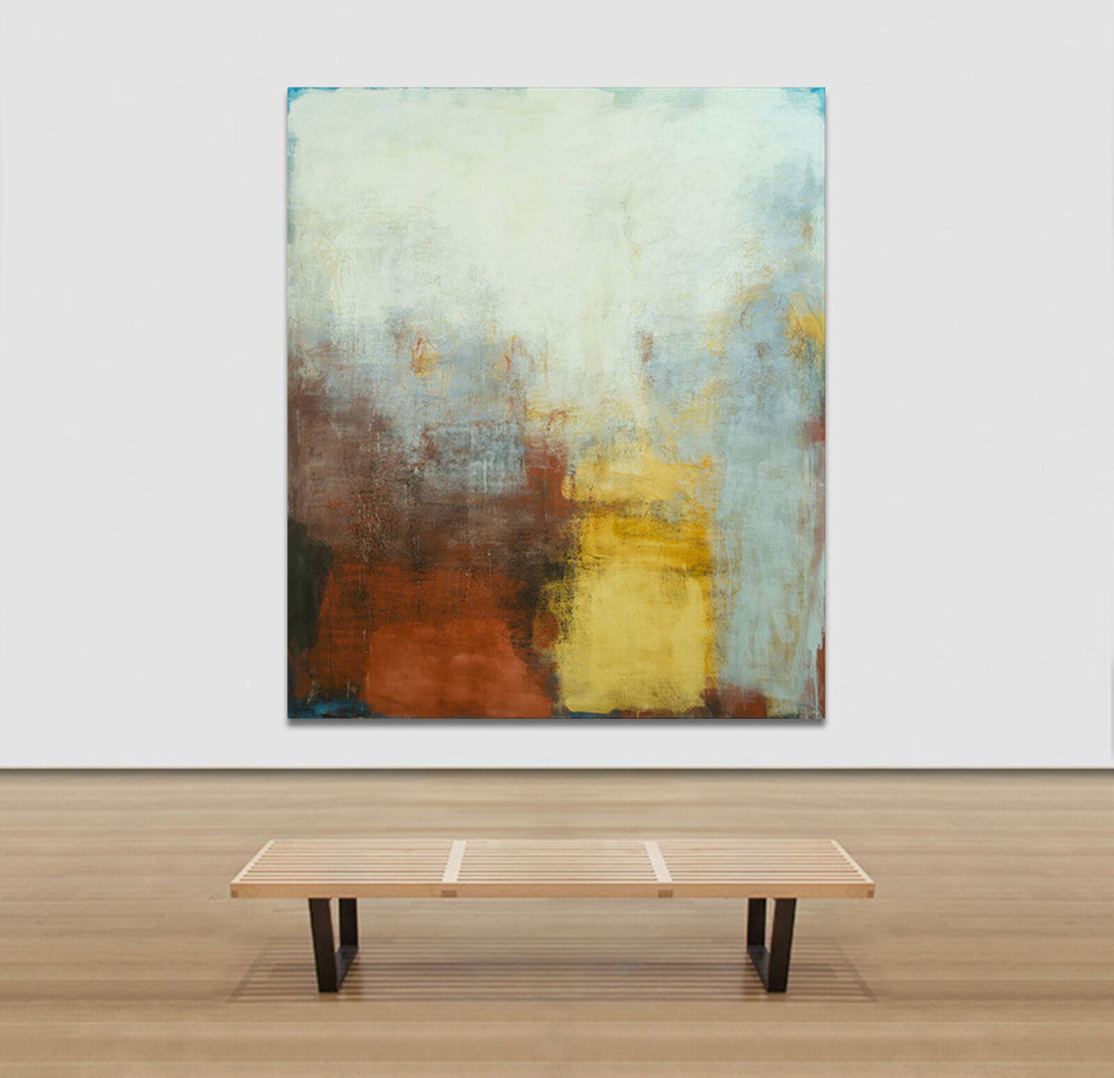 Artwork by Orazio De Gennaro, Sannio - Abstract Landscape Painting with Pastel Colors, Made of Oil Paint and Pastel on Canvas 