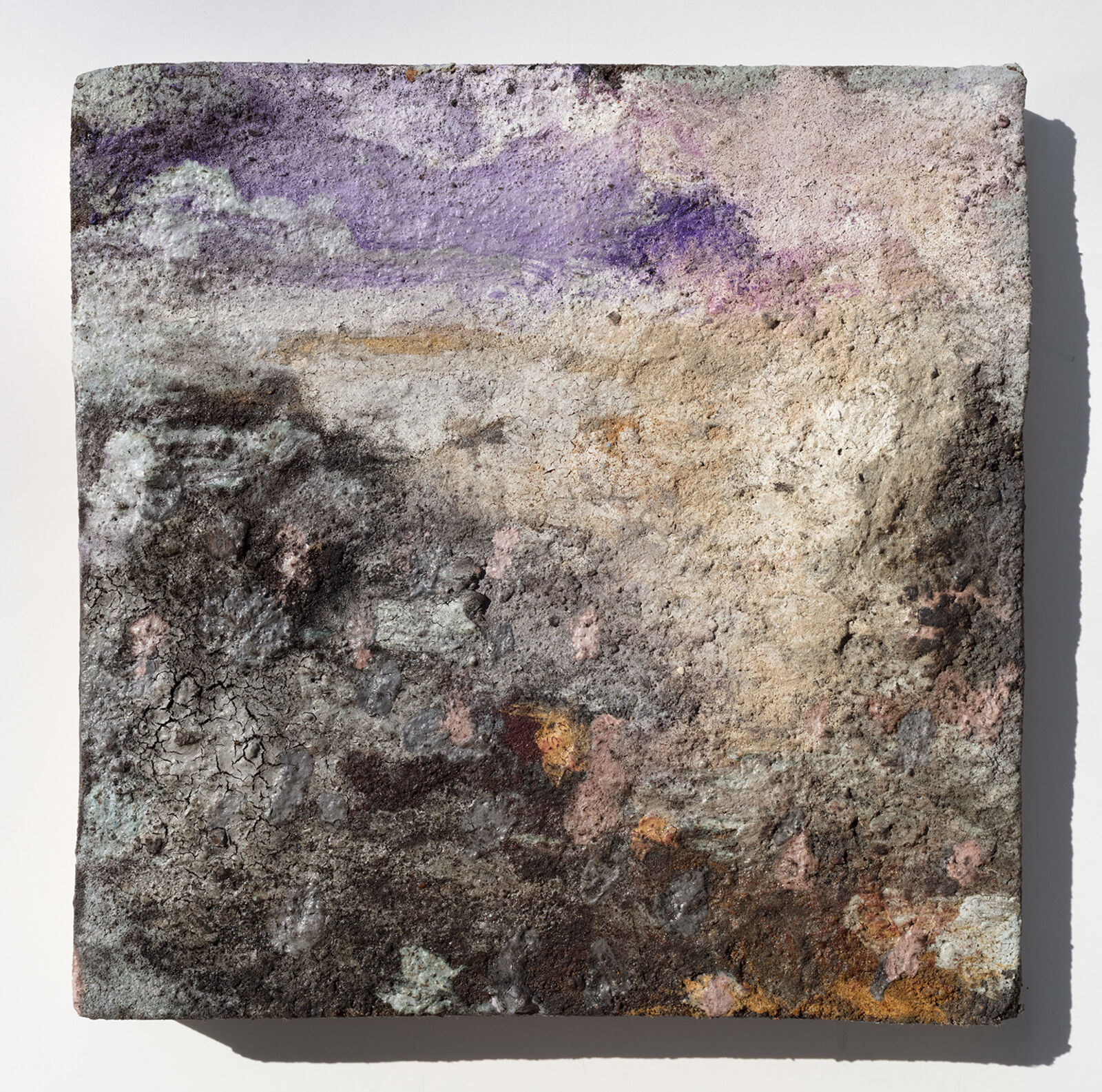 Terra Bruciata (Scorched Earth) #3 - Small abstract purple and black painting by Orazio De Gennaro, 2017