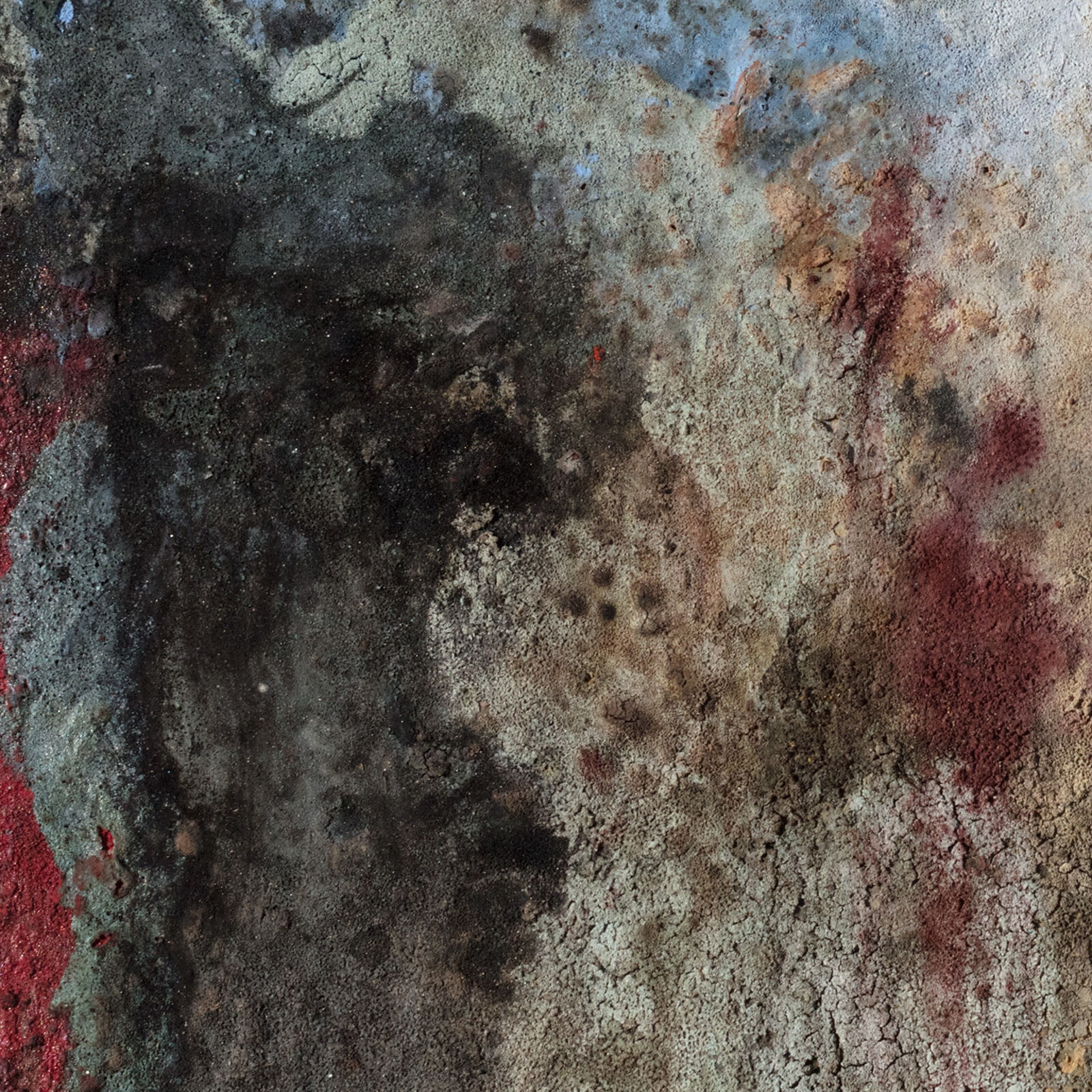 Artwork by Orazio De Gennaro, Terra Bruciata (Scorched Earth) #57 - Small Purple and Blue Abstract Landscape, Made of Charcoal and Pigment on Rag Paper 