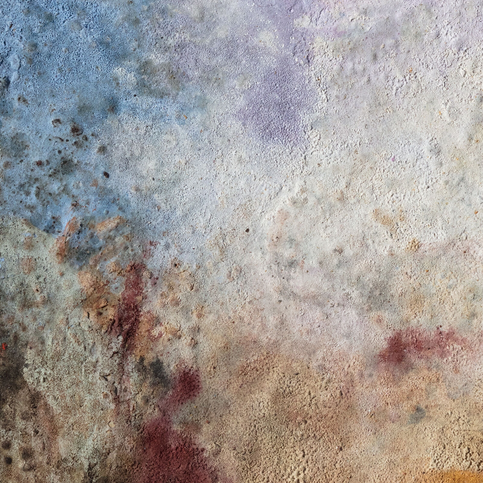 Artwork by Orazio De Gennaro, Terra Bruciata (Scorched Earth) #57 - Small Purple and Blue Abstract Landscape, Made of Charcoal and Pigment on Rag Paper 