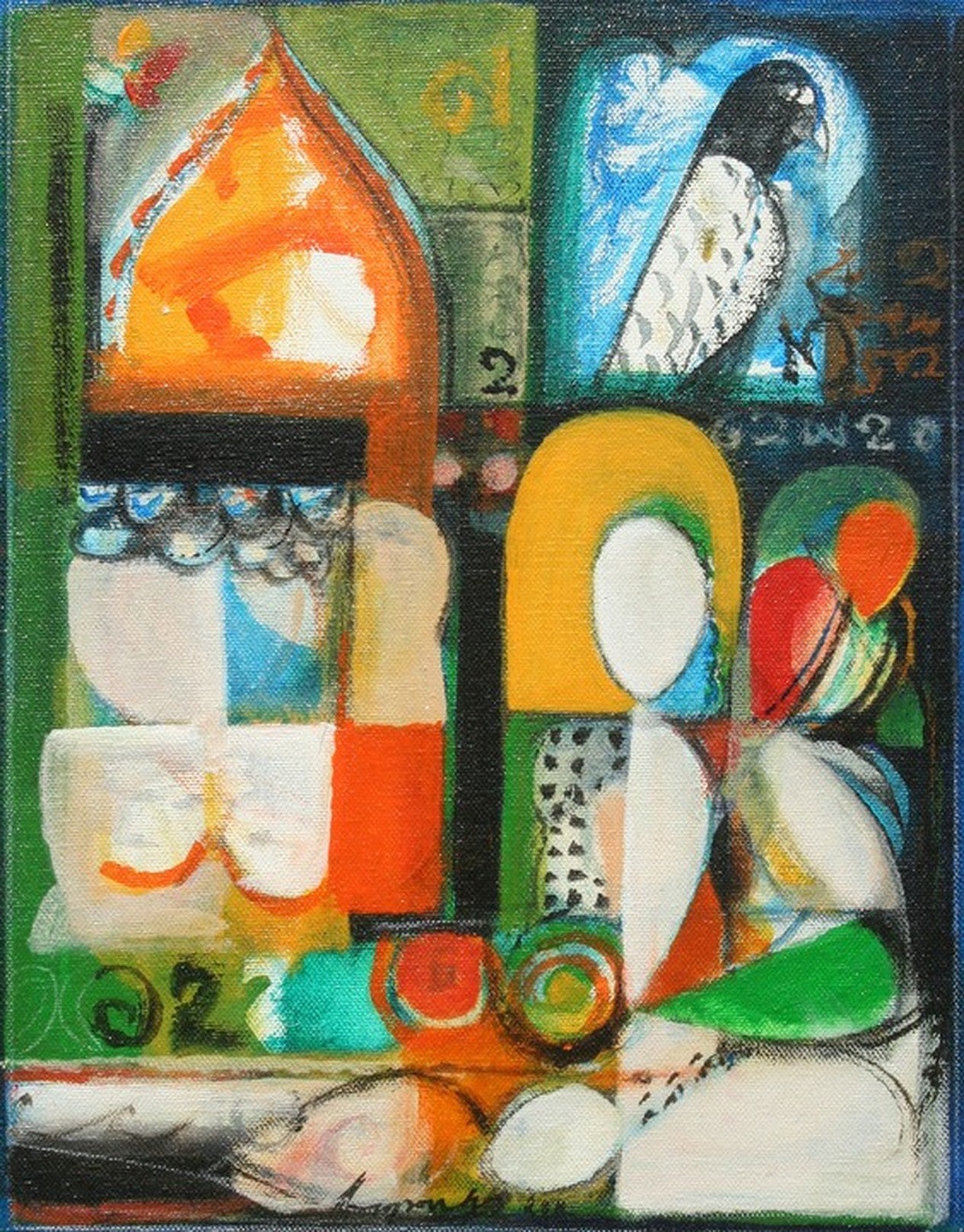 A painting of a woman sitting in front of a window.