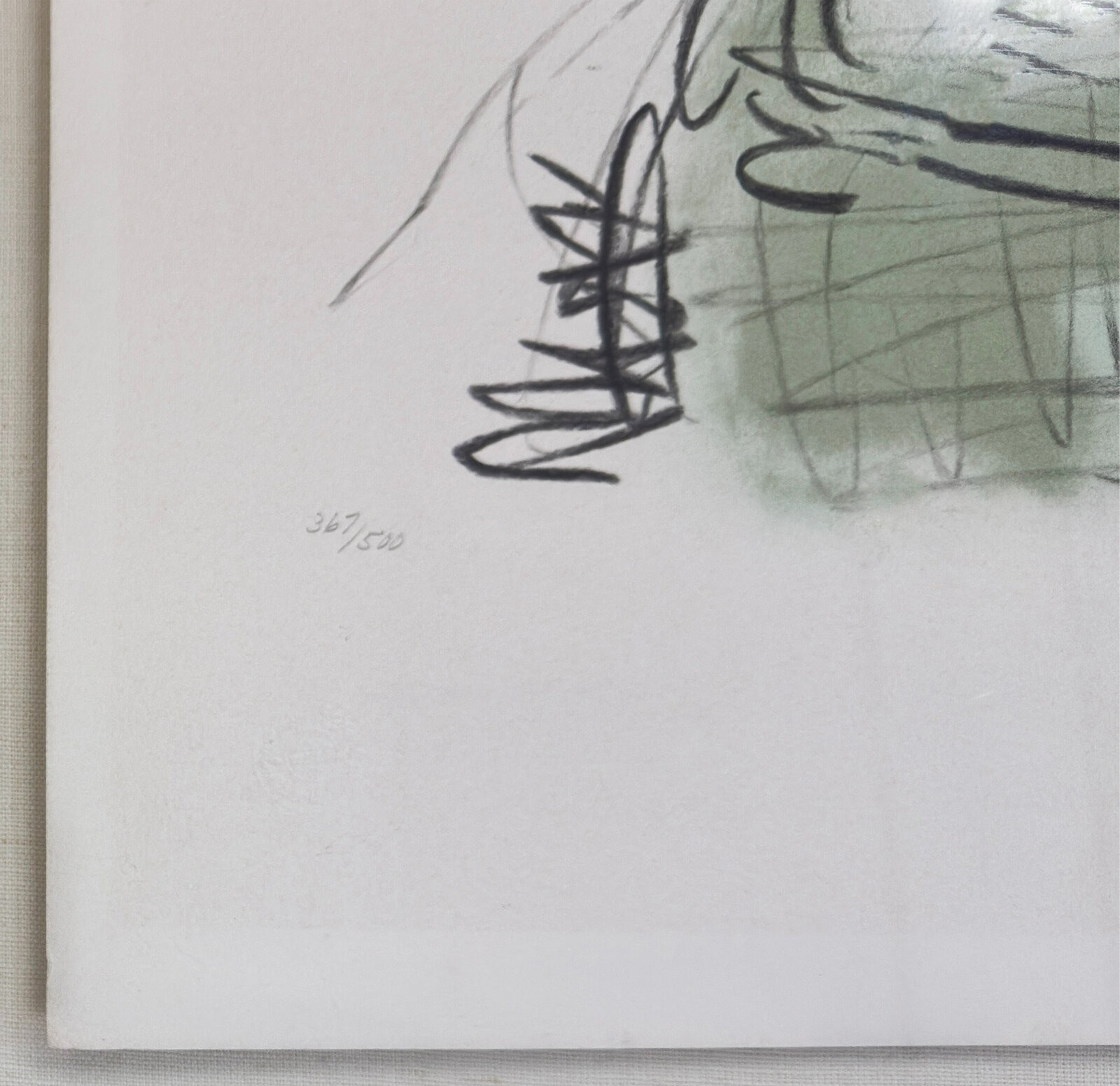 A profile portrait of a young child rendered in loose charcoal with subtle green washes.