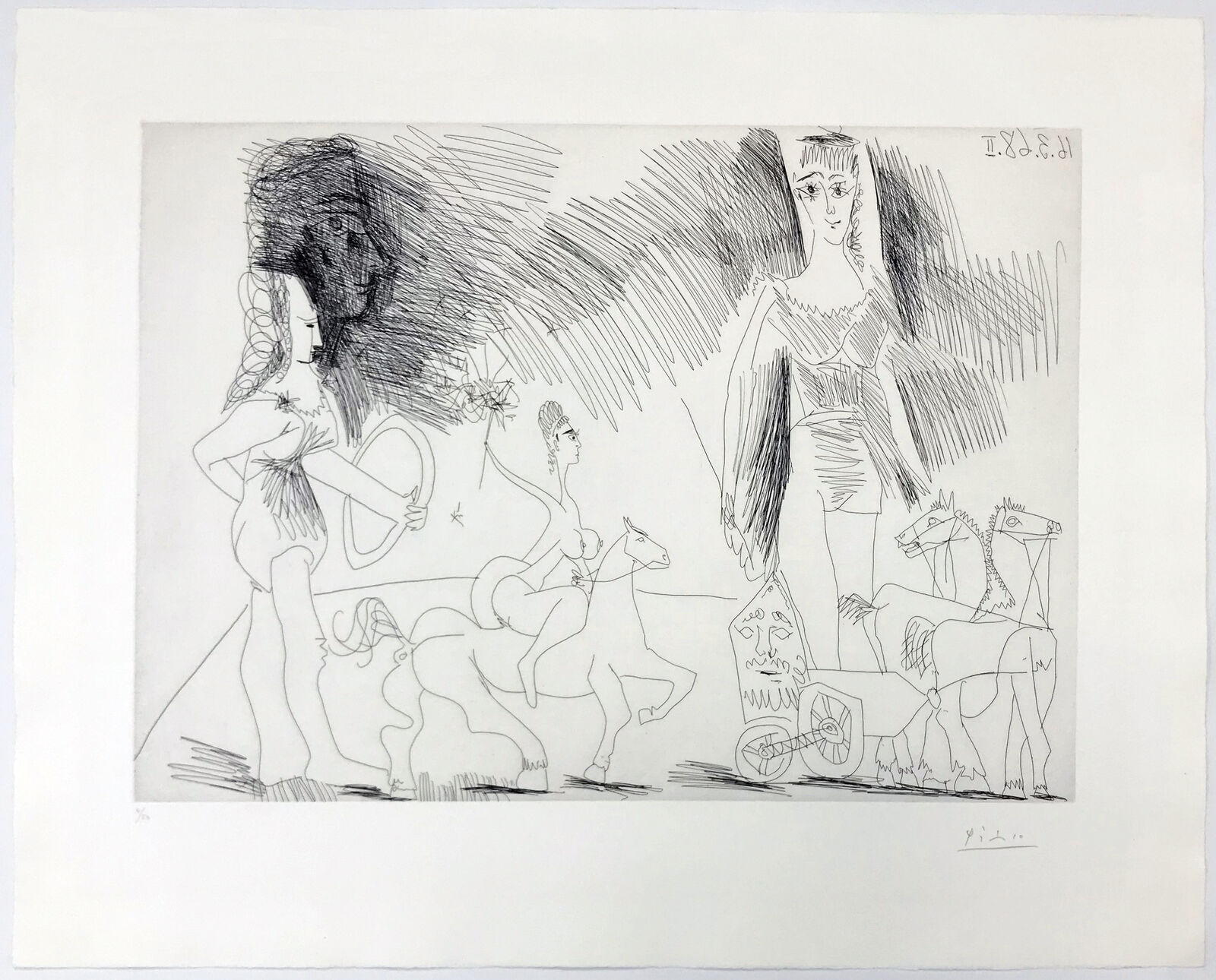 Artwork by Pablo Picasso, ÉCUYERES ET JONGLEUSE (BLOCH 1482), Made of Etching 