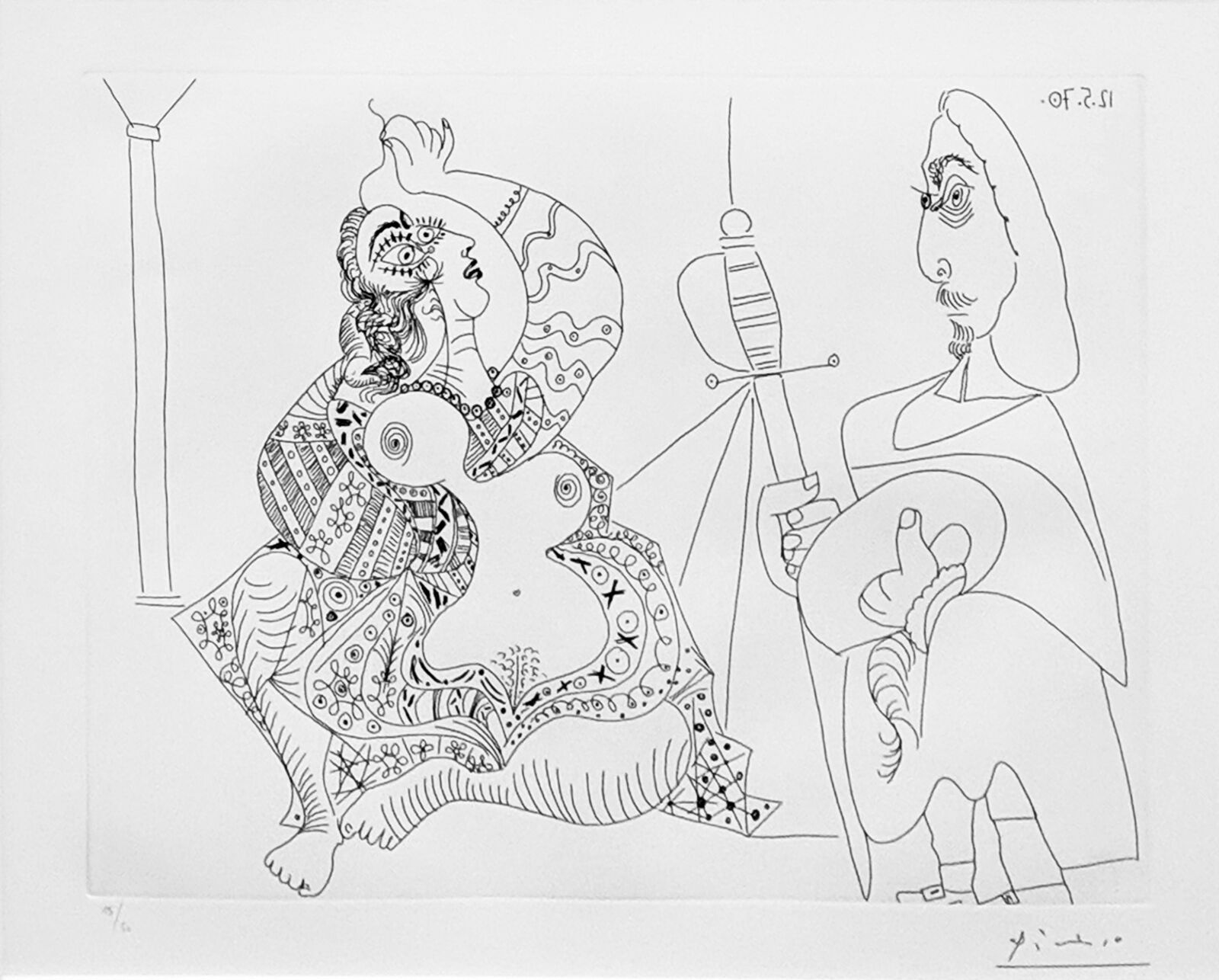 Artwork by Pablo Picasso, MOUSQUETAIRE ET ODALISQUE, MEDUSE, PLATE 47 FROM SERIES 156 (BLOCH 1902), Made of Etching 