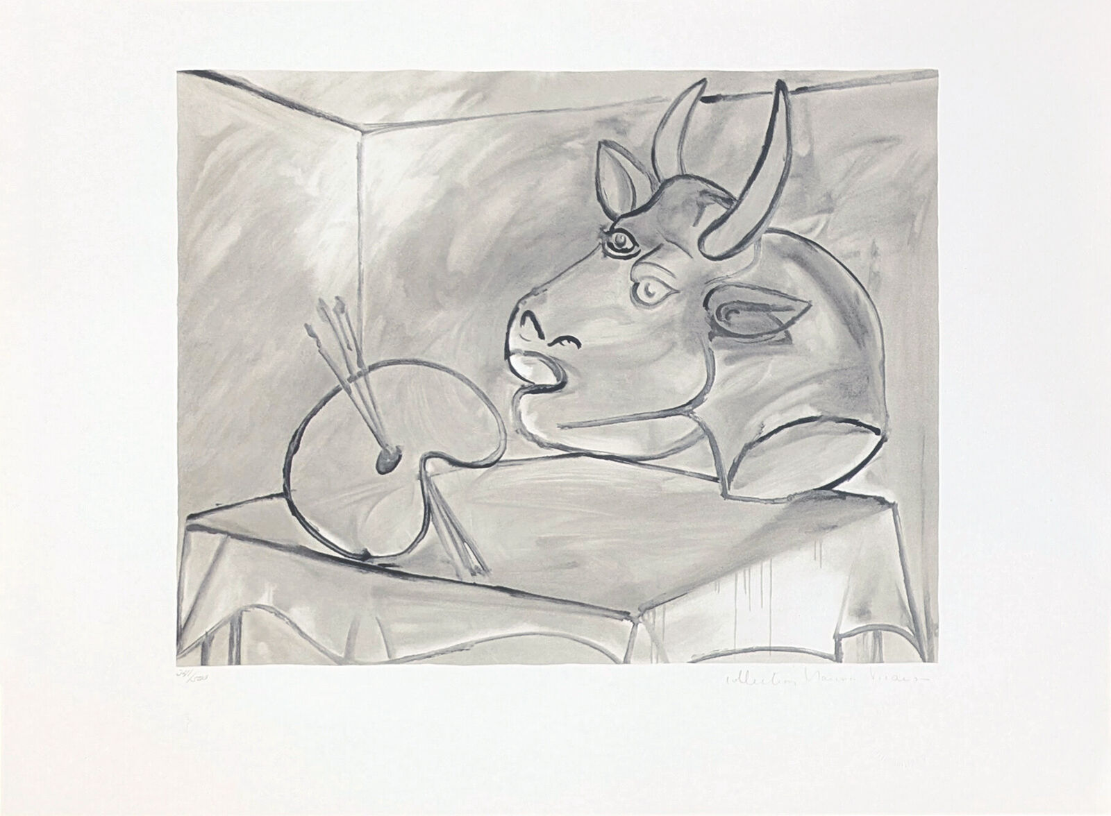 Artwork by Pablo Picasso, NATURE MORTE A LA PALETTE ET A LA TETE, Made of Lithograph On Arches Paper 