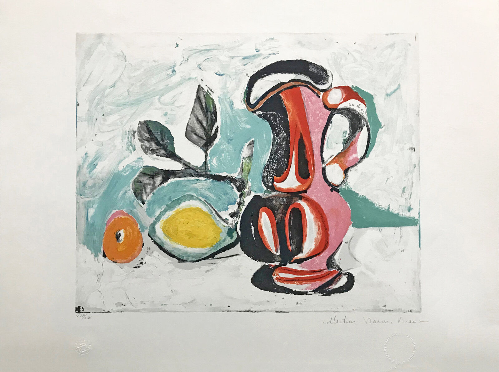 Artwork by Pablo Picasso, NATURE MORTE AU PICHET ROSE, Made of Lithograph On Arches Paper 