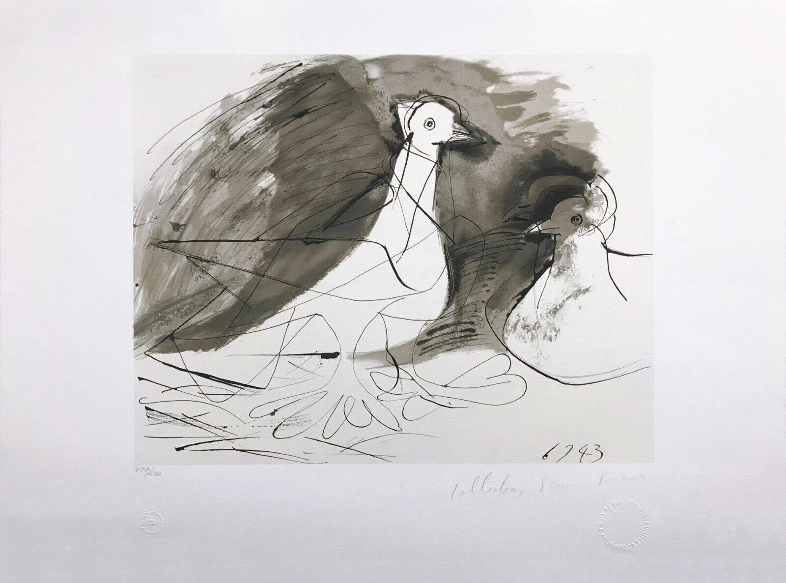 Artwork by Pablo Picasso, PIGEONS, Made of Lithograph On Arches Paper 