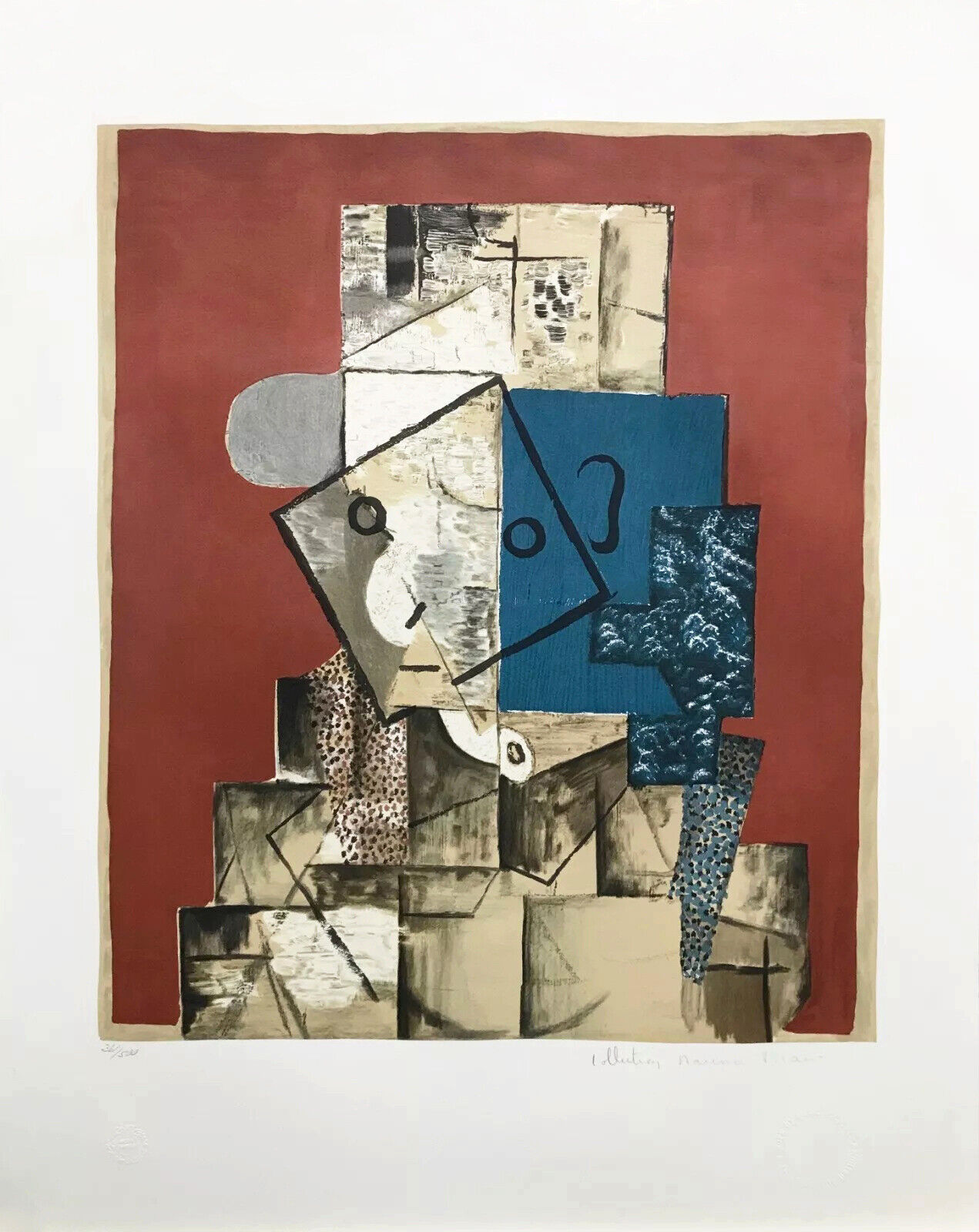Artwork by Pablo Picasso, VISAGE SUR FOND ROUGE, Made of Lithograph On Arches Paper 