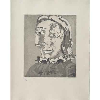 a black and white drawing of a woman's face