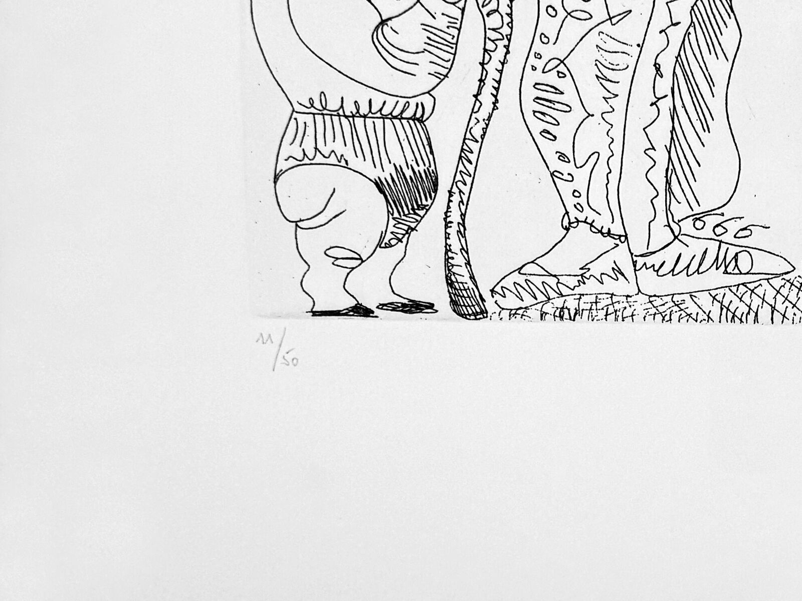 Artwork by Pablo Picasso, Autoportrait a la Canne, Avec Comedien, Amour Replet et Femmes (Bl. 1488), Made of Etching 