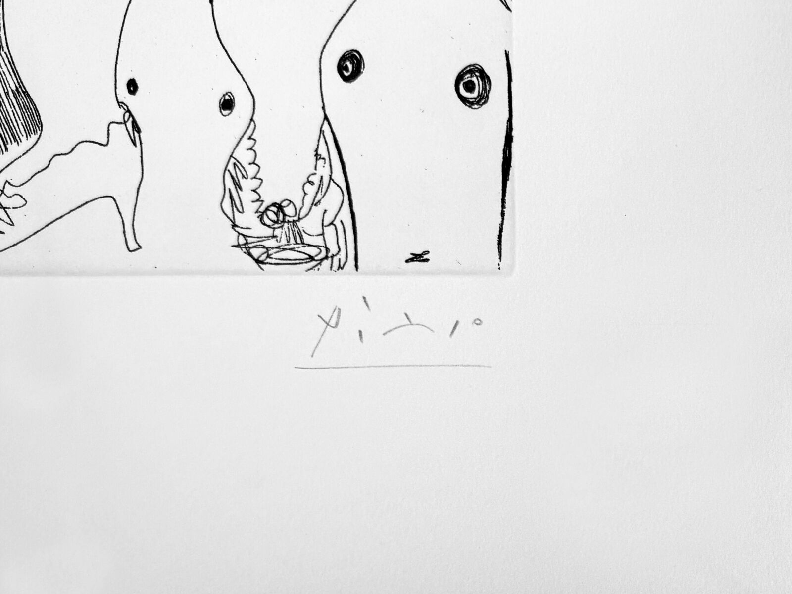 Artwork by Pablo Picasso, Autoportrait a la Canne, Avec Comedien, Amour Replet et Femmes (Bl. 1488), Made of Etching 