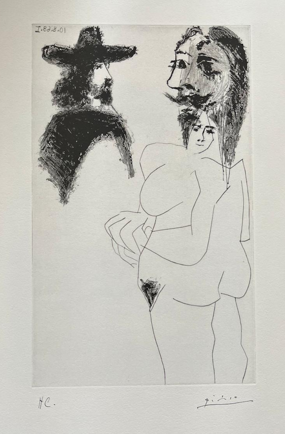 Beau gentilhomme espagnol et femme à barbe (ou femme “coiffée” d’un barbu) by Pablo Picasso, 1968