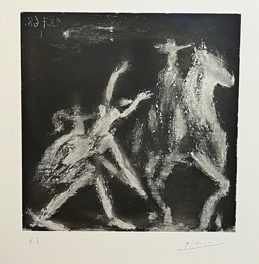 Artwork by Pablo Picasso, Enlèvement III, Made of Aquatint etching and emery on Vélin de Rives 