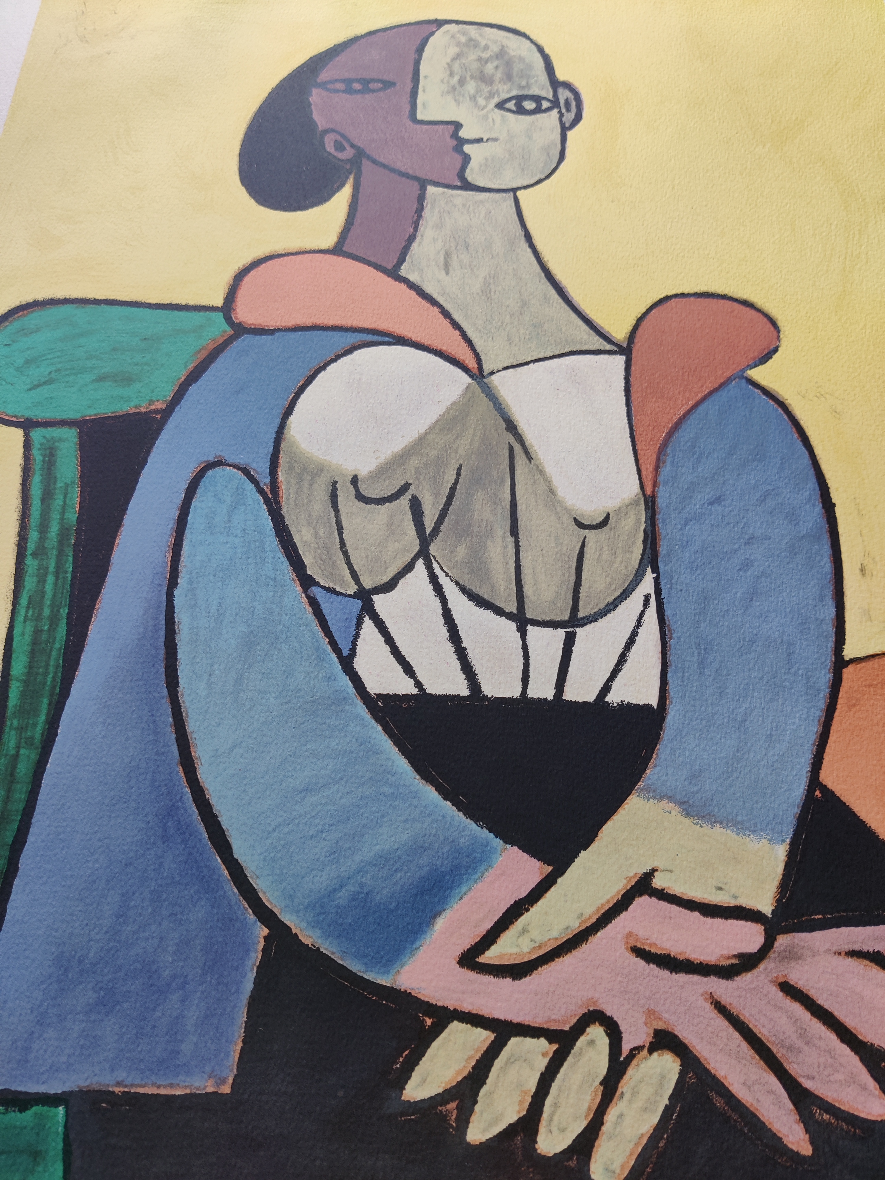 A painting of a woman sitting in a chair.