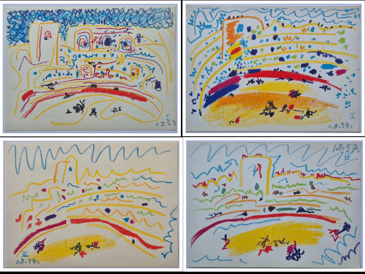 L'Arene d'Arles, from Toros Toreros, a set of 4 by Pablo Picasso, circa 1.8.57