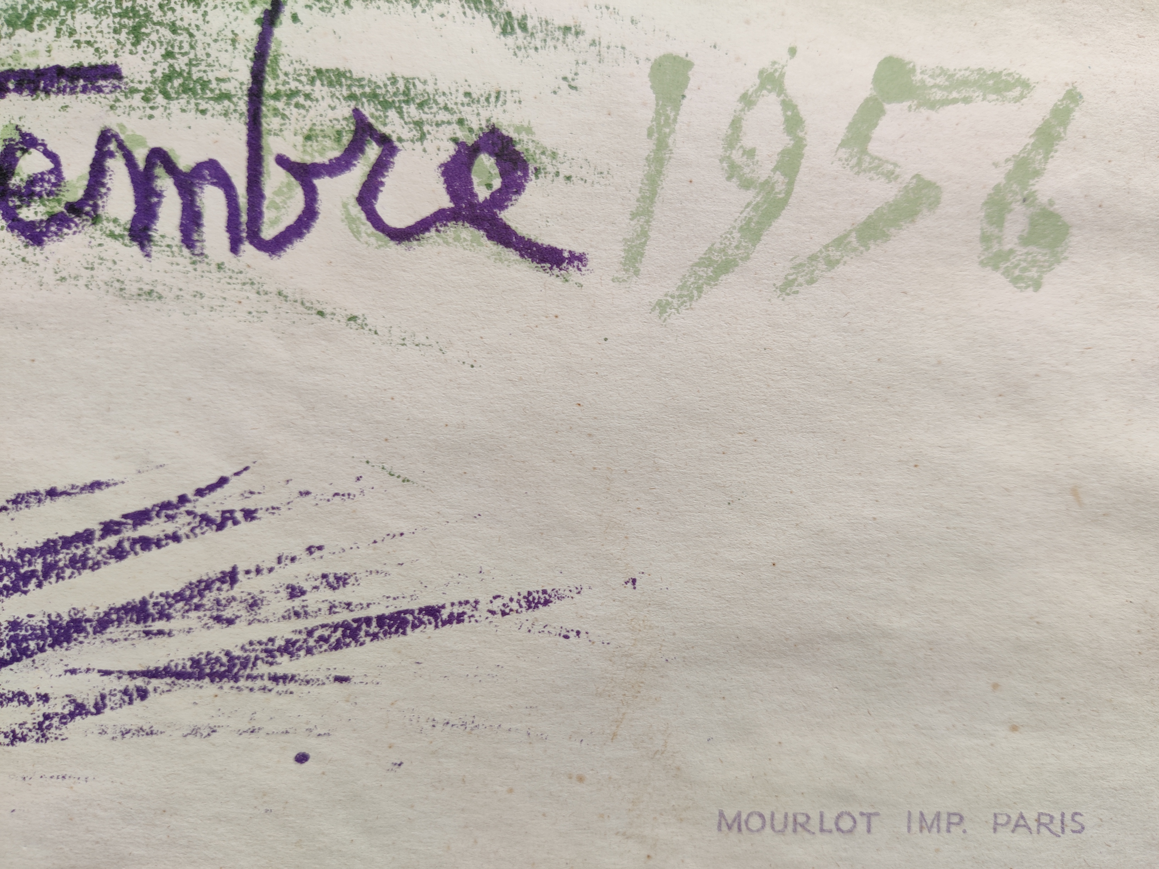 A poster with a drawing of an owl sitting on a table.