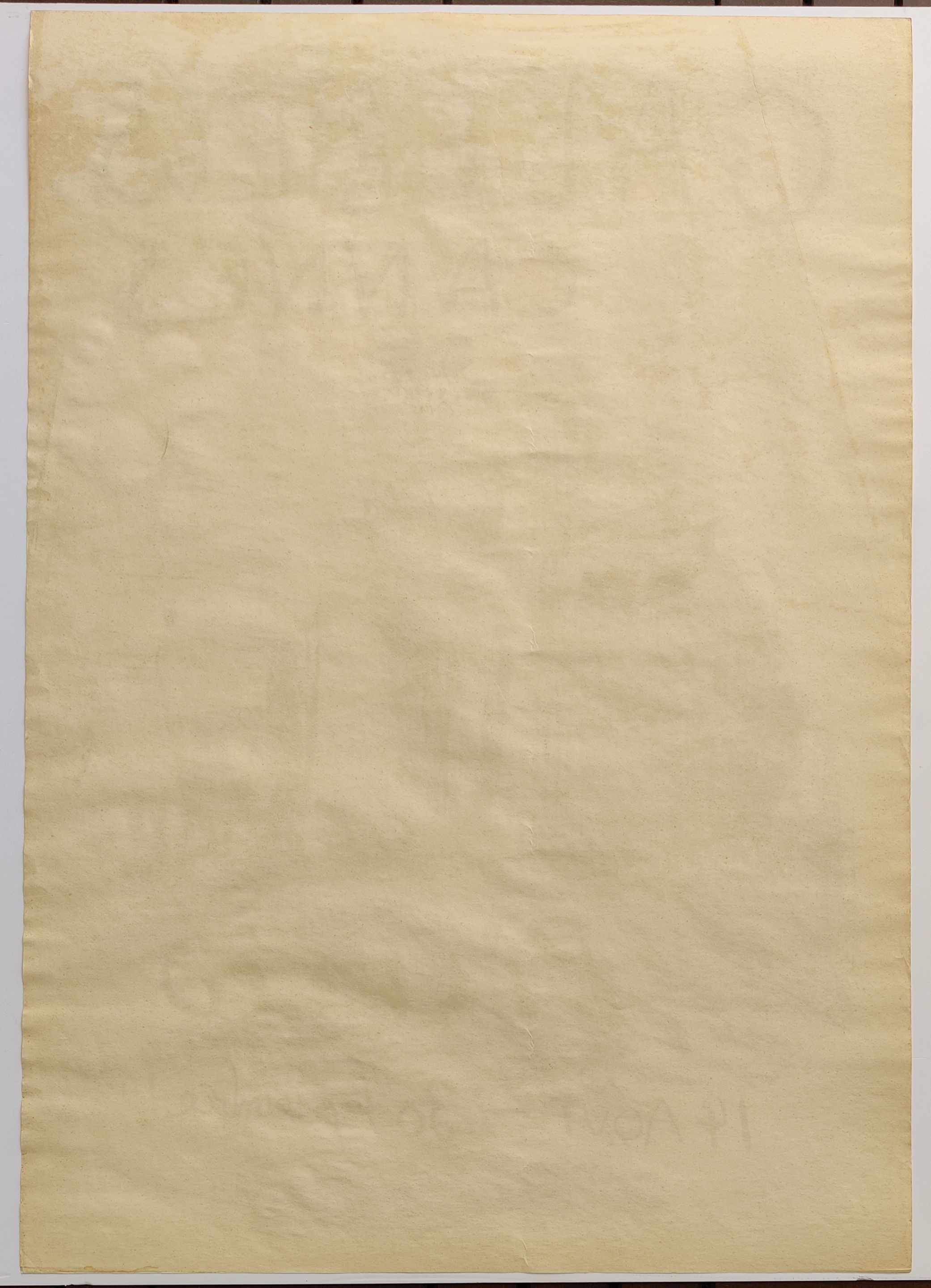 A poster with a drawing of an owl sitting on a table.