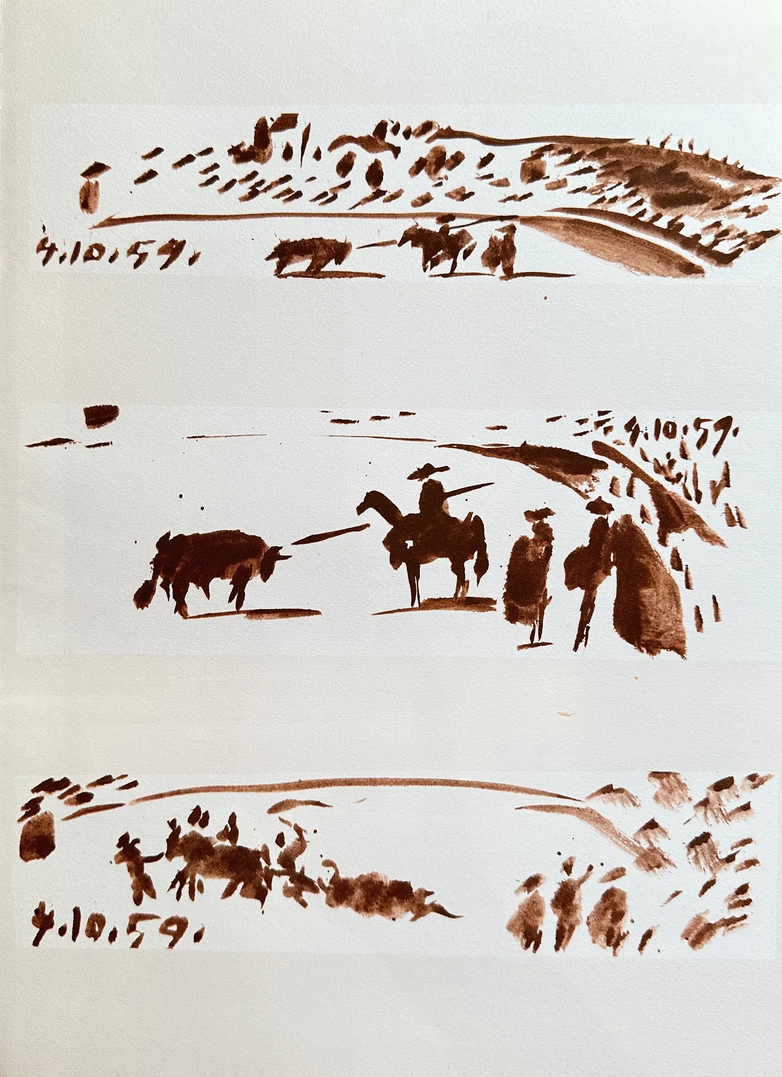 Set of Bullfight Vignettes from Toros y Toreros by Pablo Picasso, dated 4.10.59