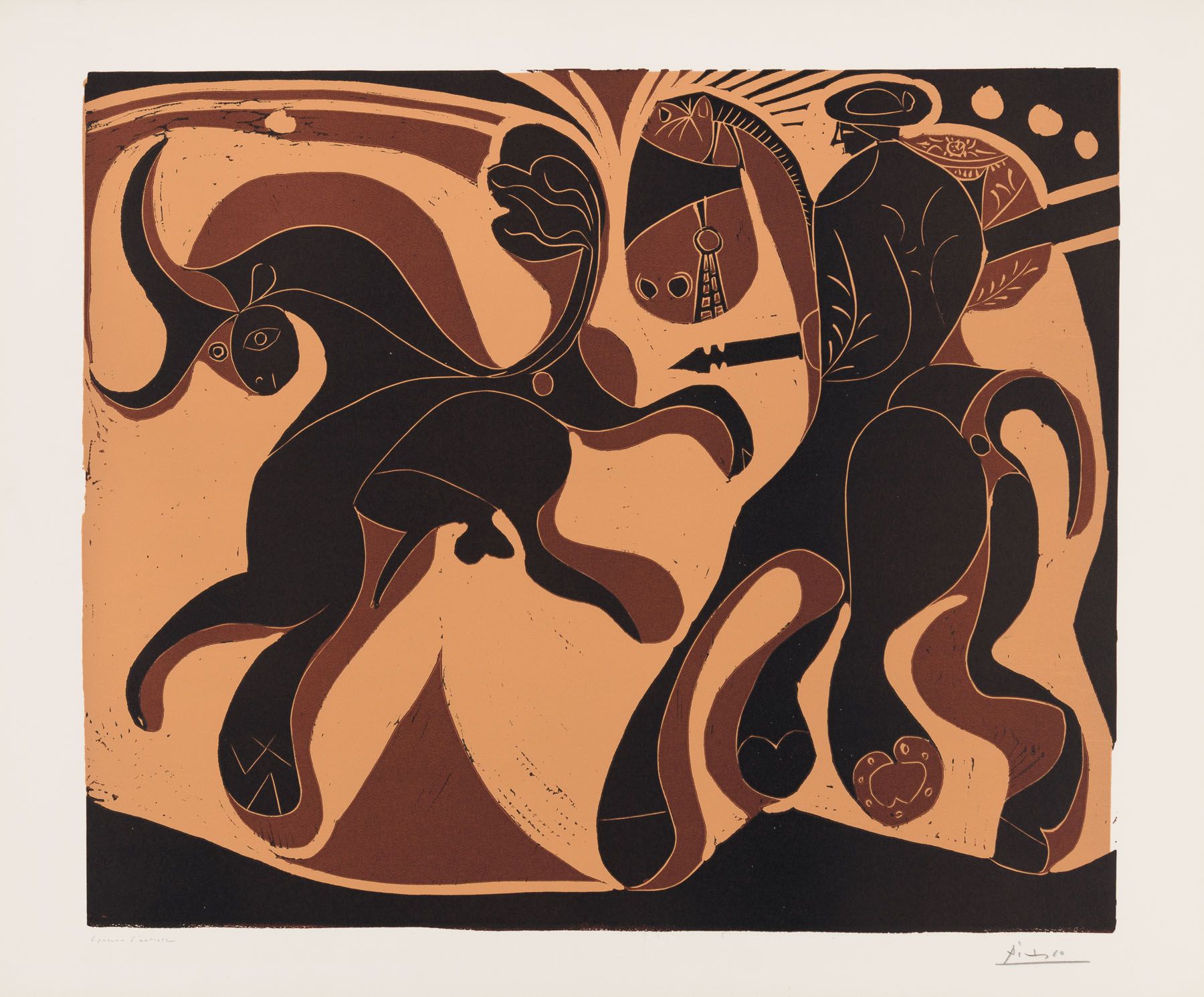 Artwork by Pablo Picasso, Taureau Et Picador, Made of Linocut 