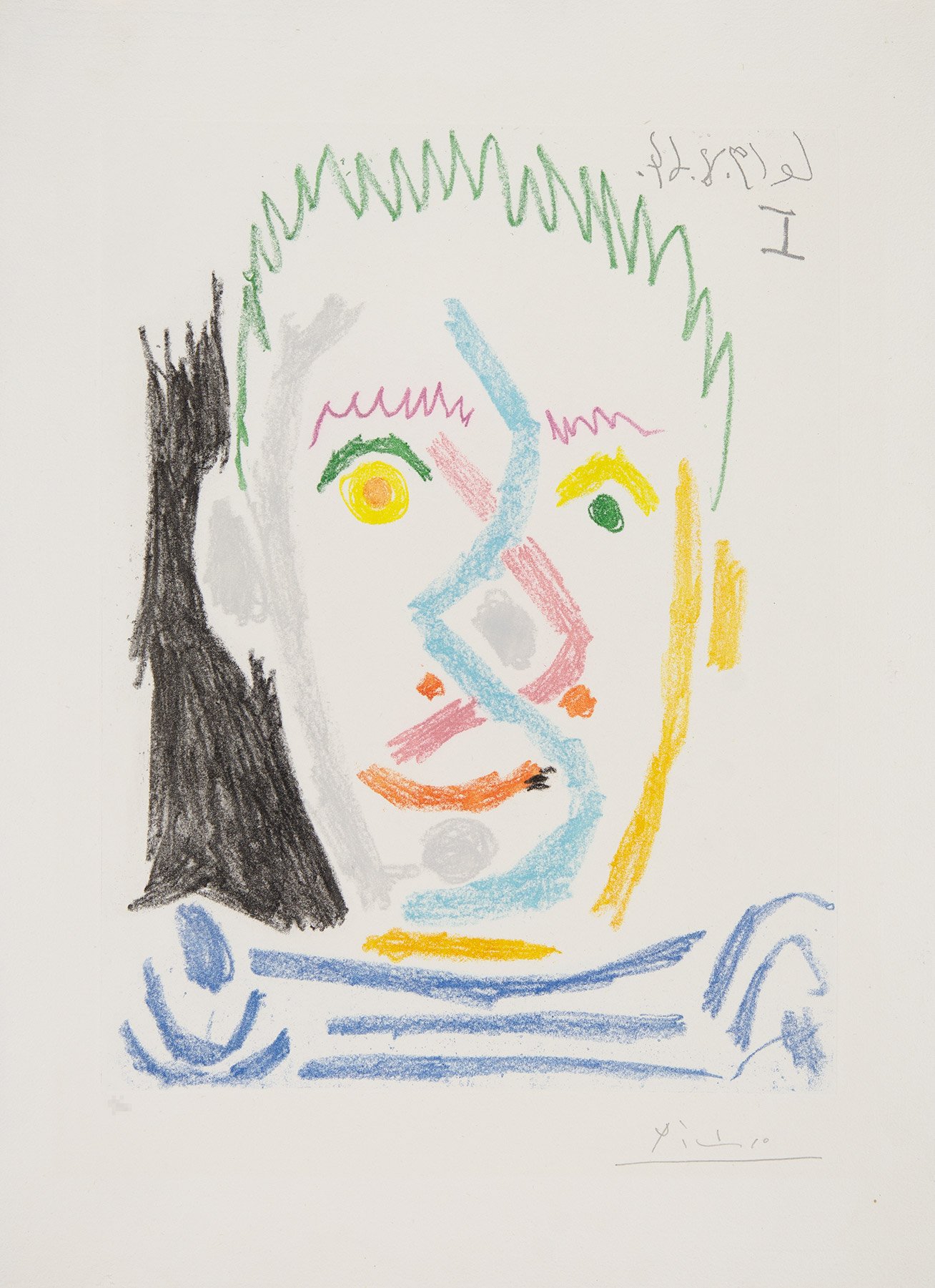 Artwork by Pablo Picasso, Tête Homme Au Maillot Rayé, Made of Etching 