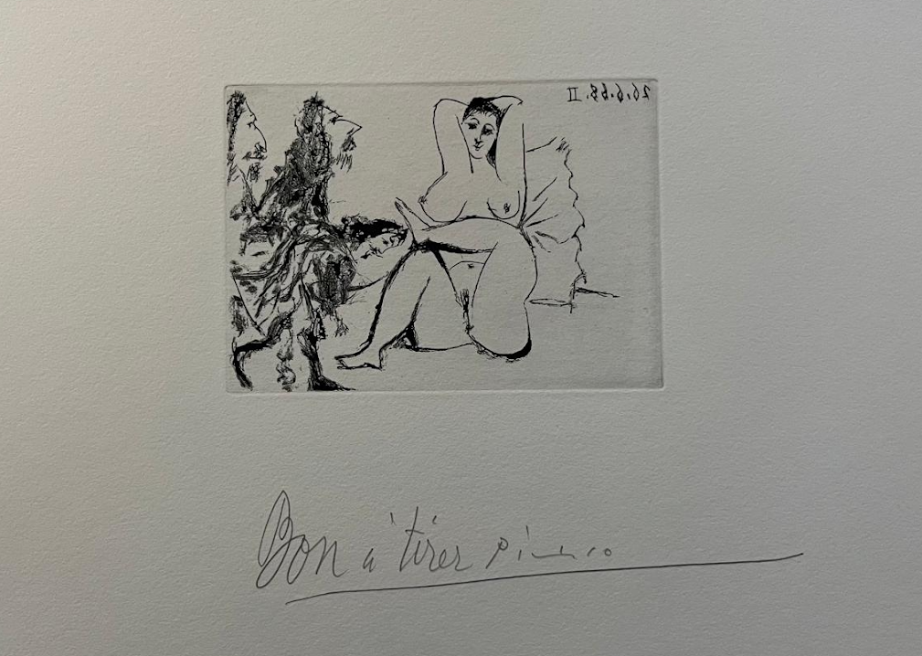 Trois Mousquetaires saluant une femme au lit by Pablo Picasso, 1968