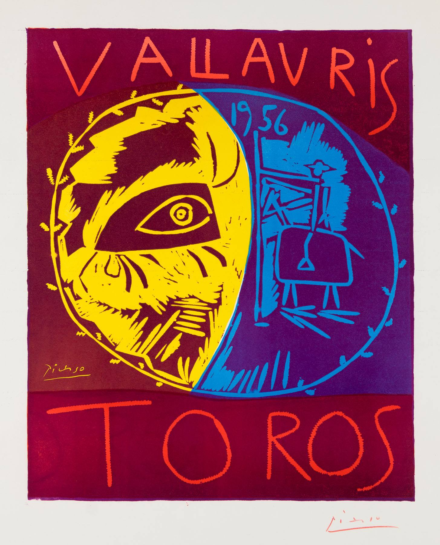 Artwork by Pablo Picasso, Vallauris 1956 Toros, Made of Linocut 