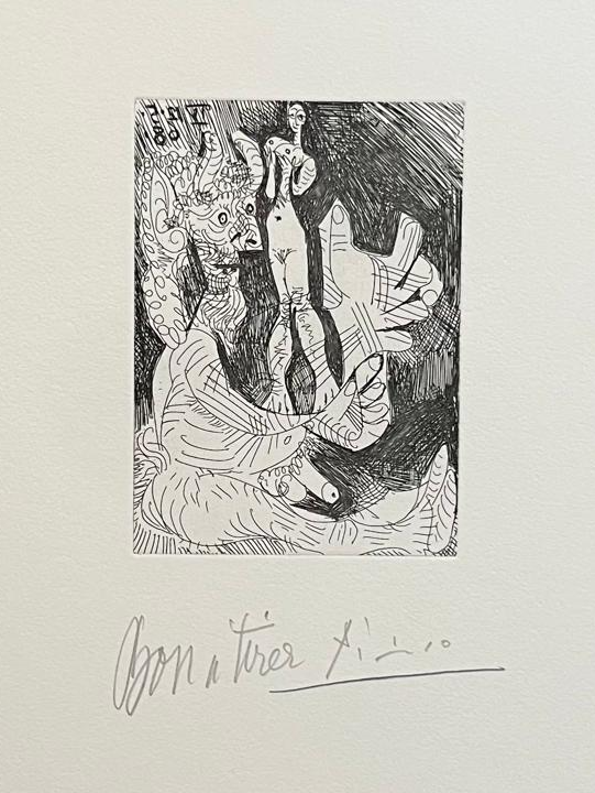Vieux faune avec une poupée vivante by Pablo Picasso, 1968