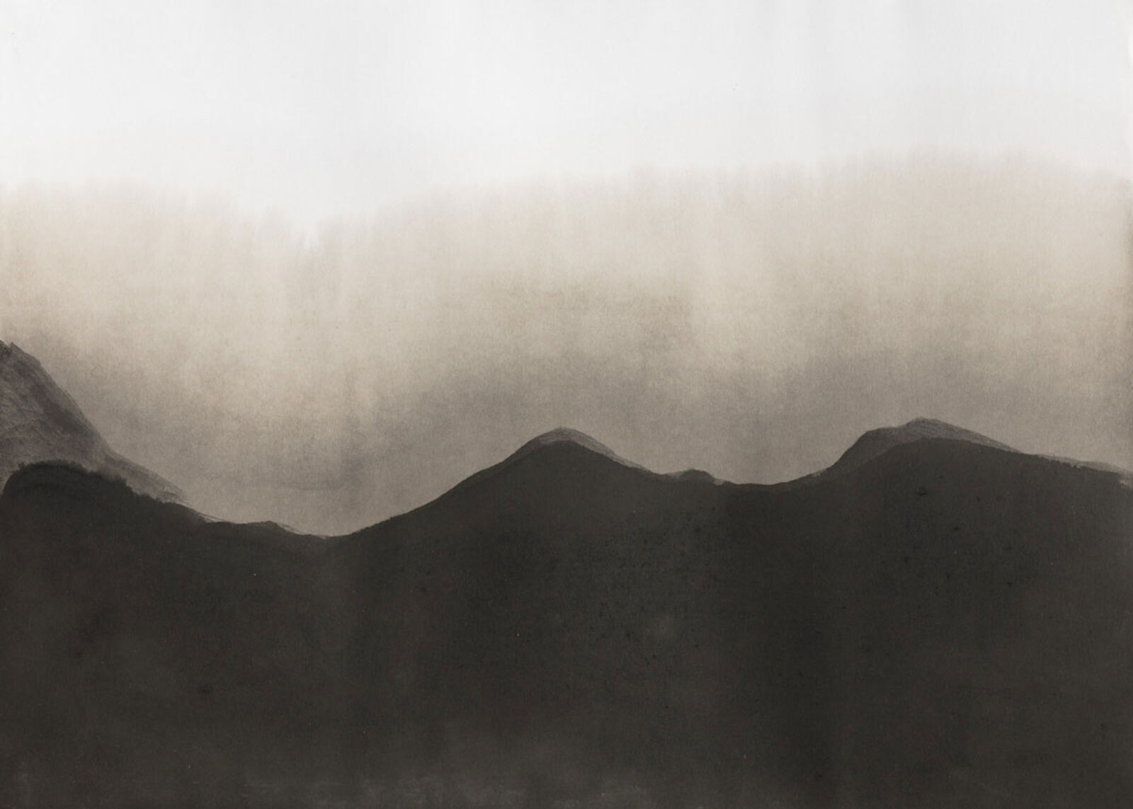 Artwork by Paolo Canevari, Doppio Paesaggio 2 (Double Landscape 2), Made of Motor Oil on Paper 