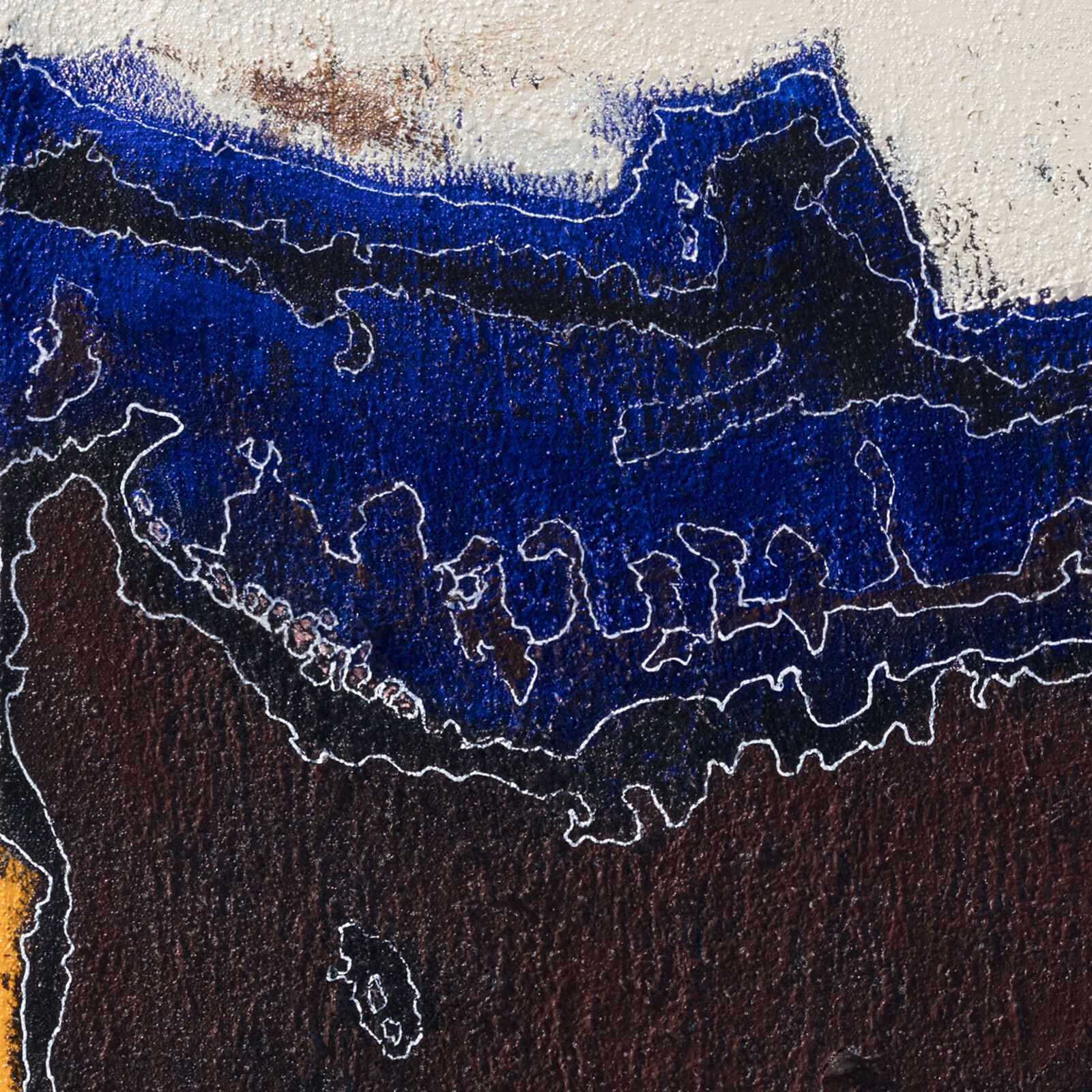 A painting of a man riding a horse on a yellow background.