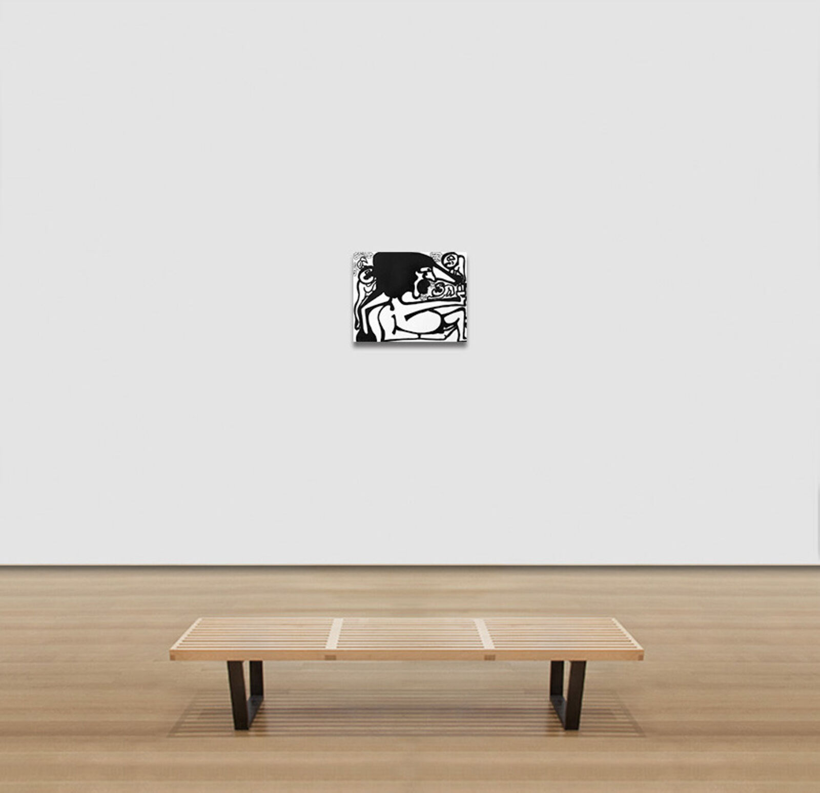 Artwork by Parris Jaru, Apple Head and Germ, Made of Oil Marker and Acrylic on Foam Core 