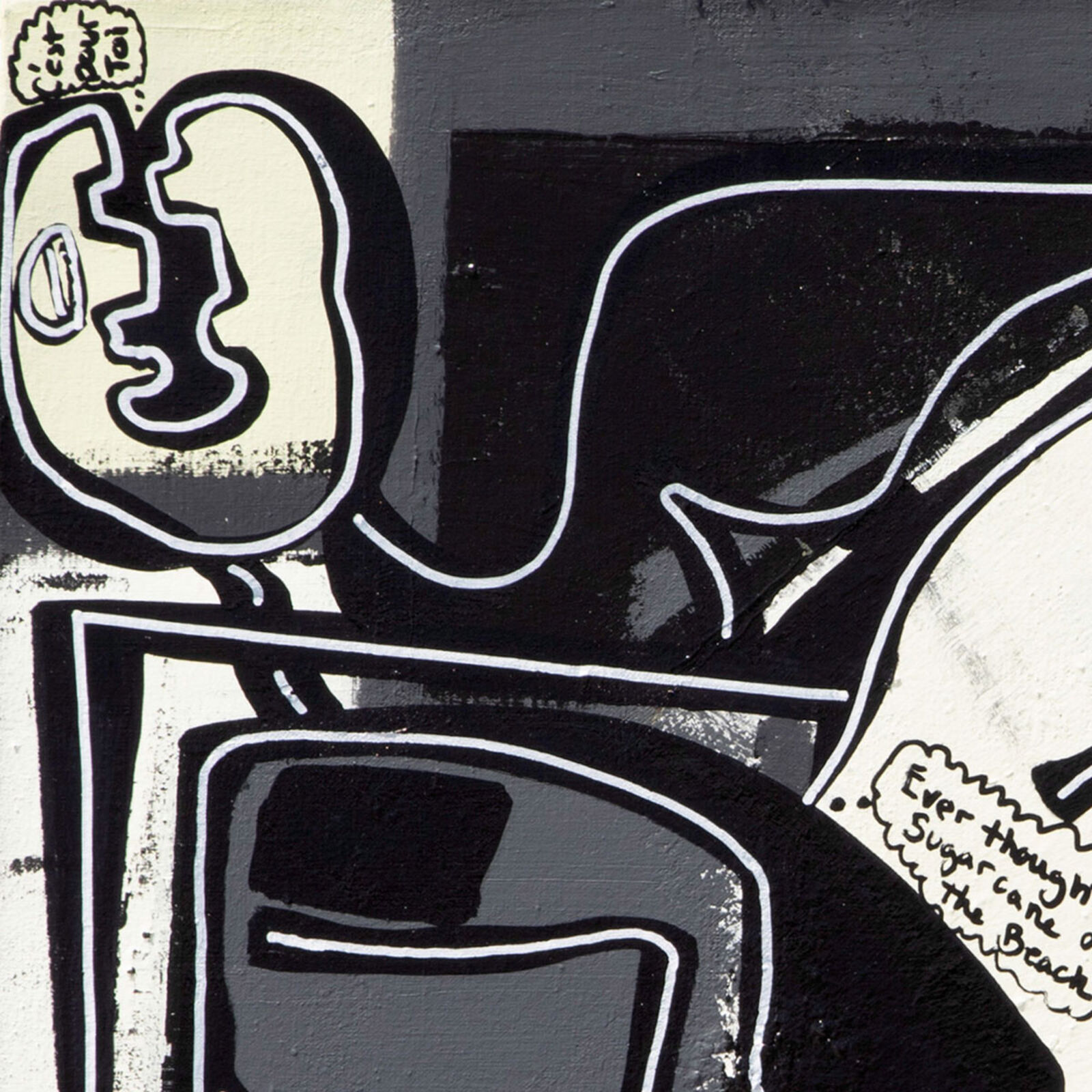 Artwork by Parris Jaru, Germ forgot his masque, Made of Oil Marker and Acrylic on Canvas 