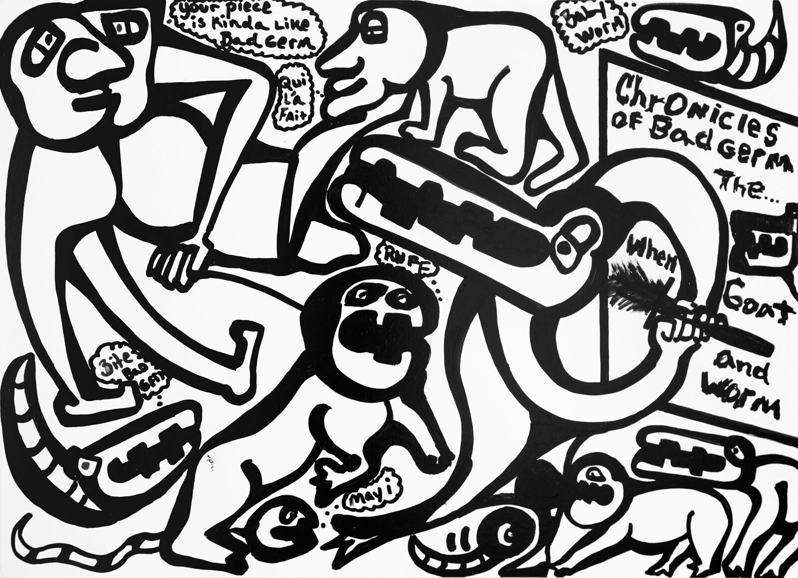 A wooden bench sitting in front of a white wall.