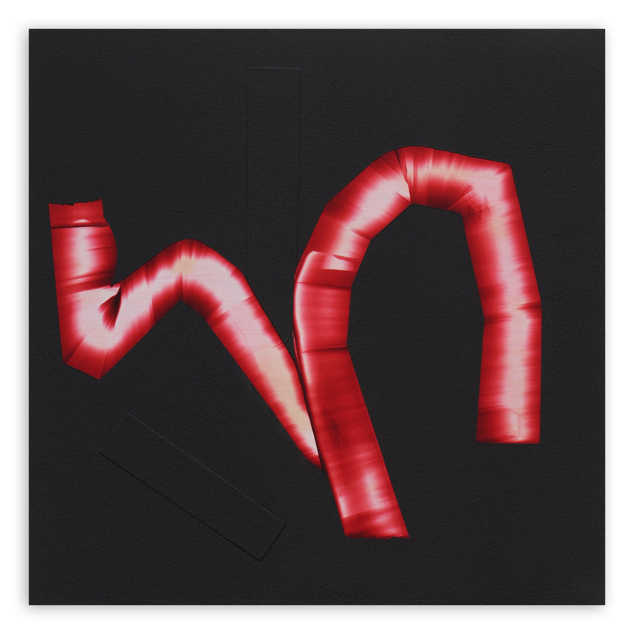 A red and black poster with the letter N on it.