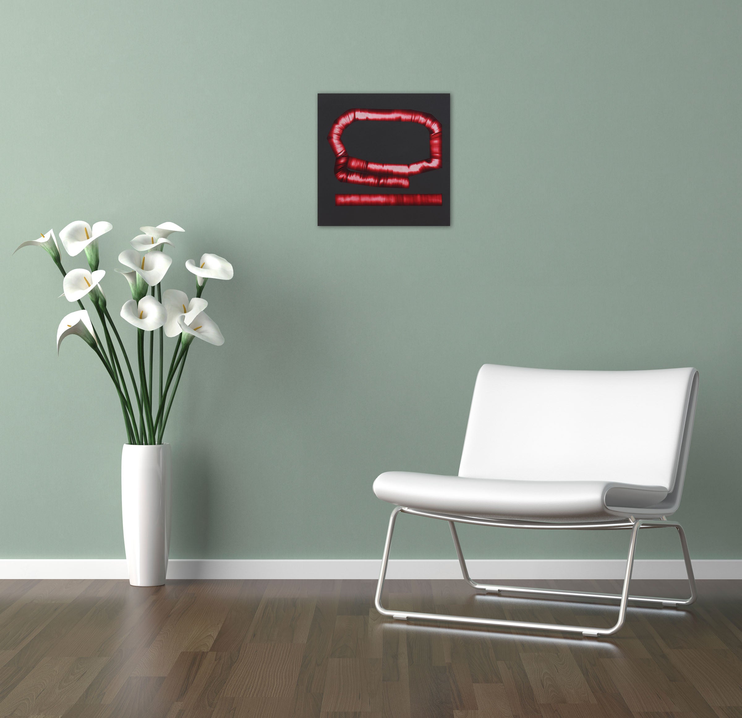 A picture of a red letter Q on a black background.