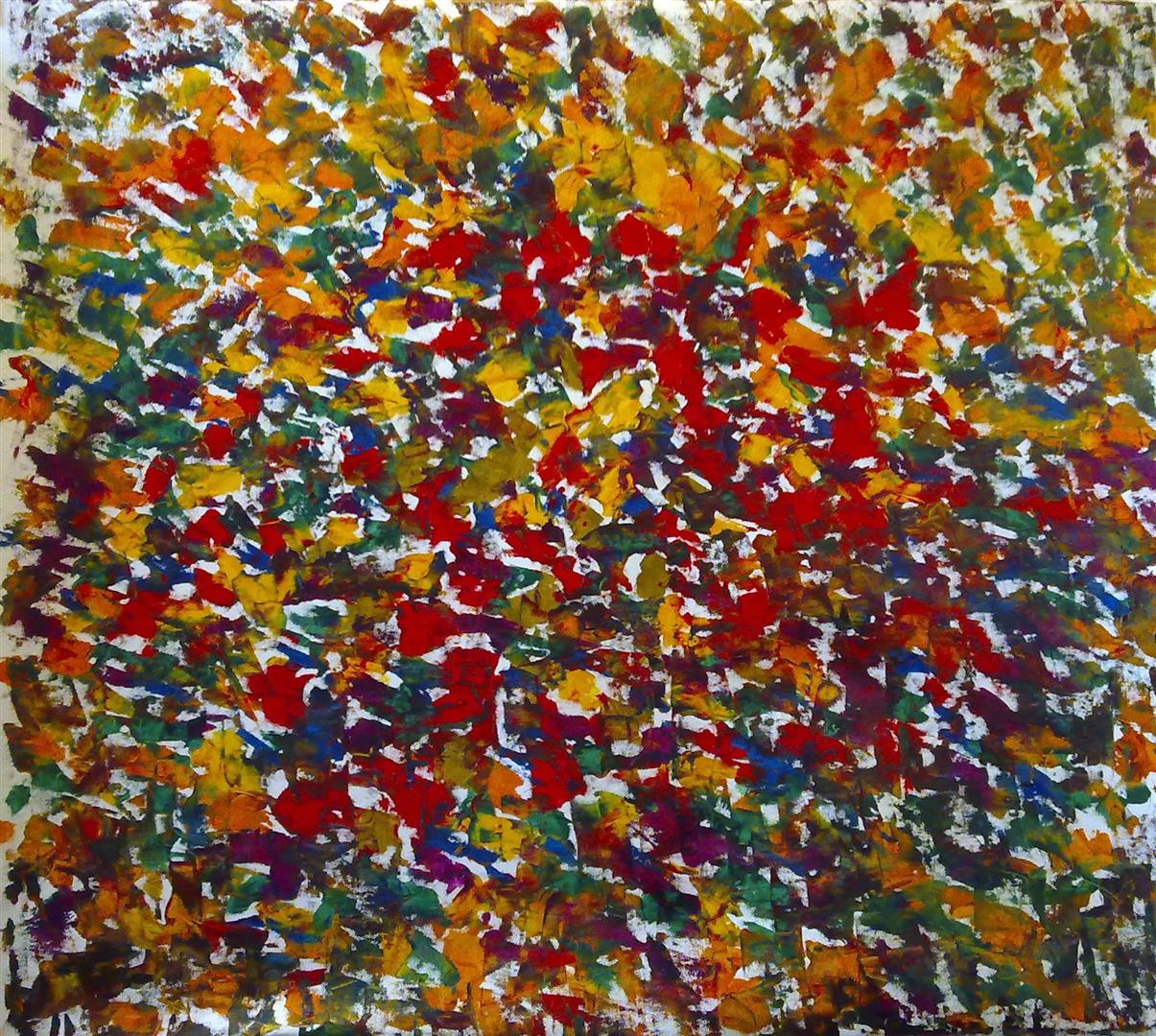 A painting of a colorful abstract painting on a white background.
