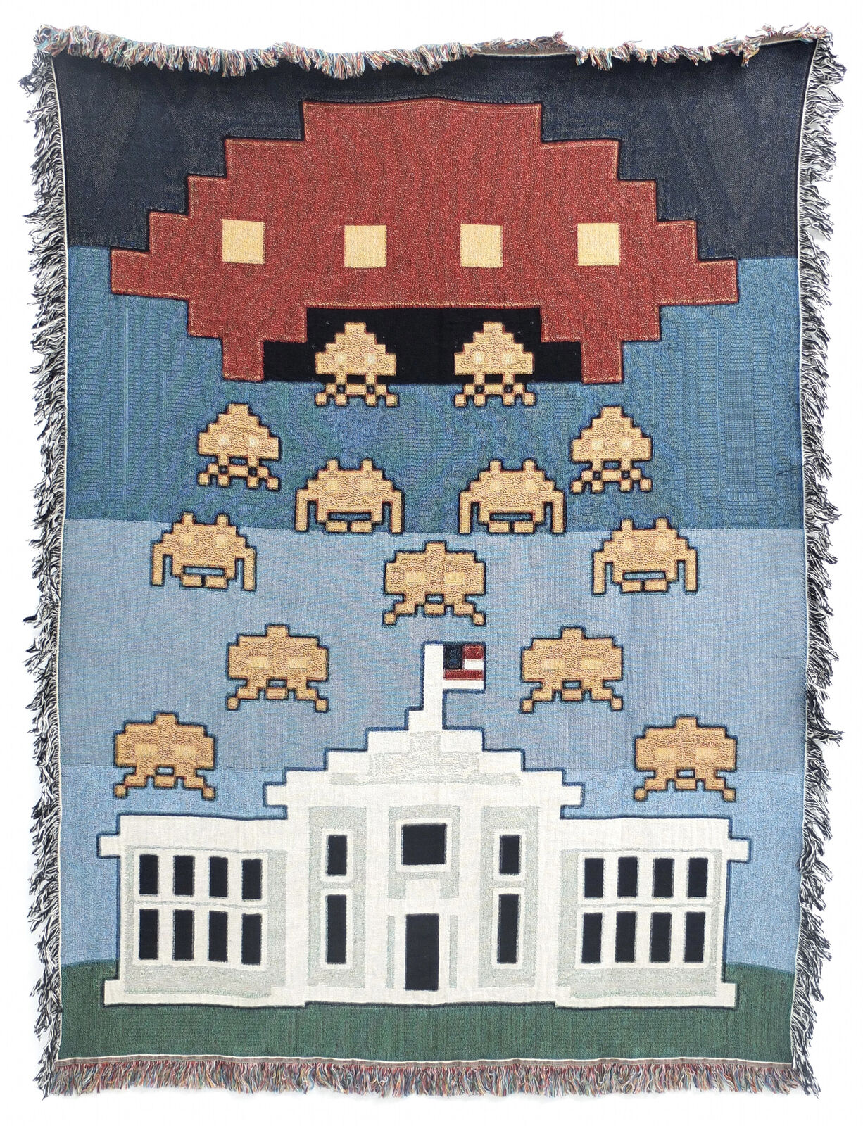Artwork by Patrick Lichty, Space Invaders, Made of Tapestry 
