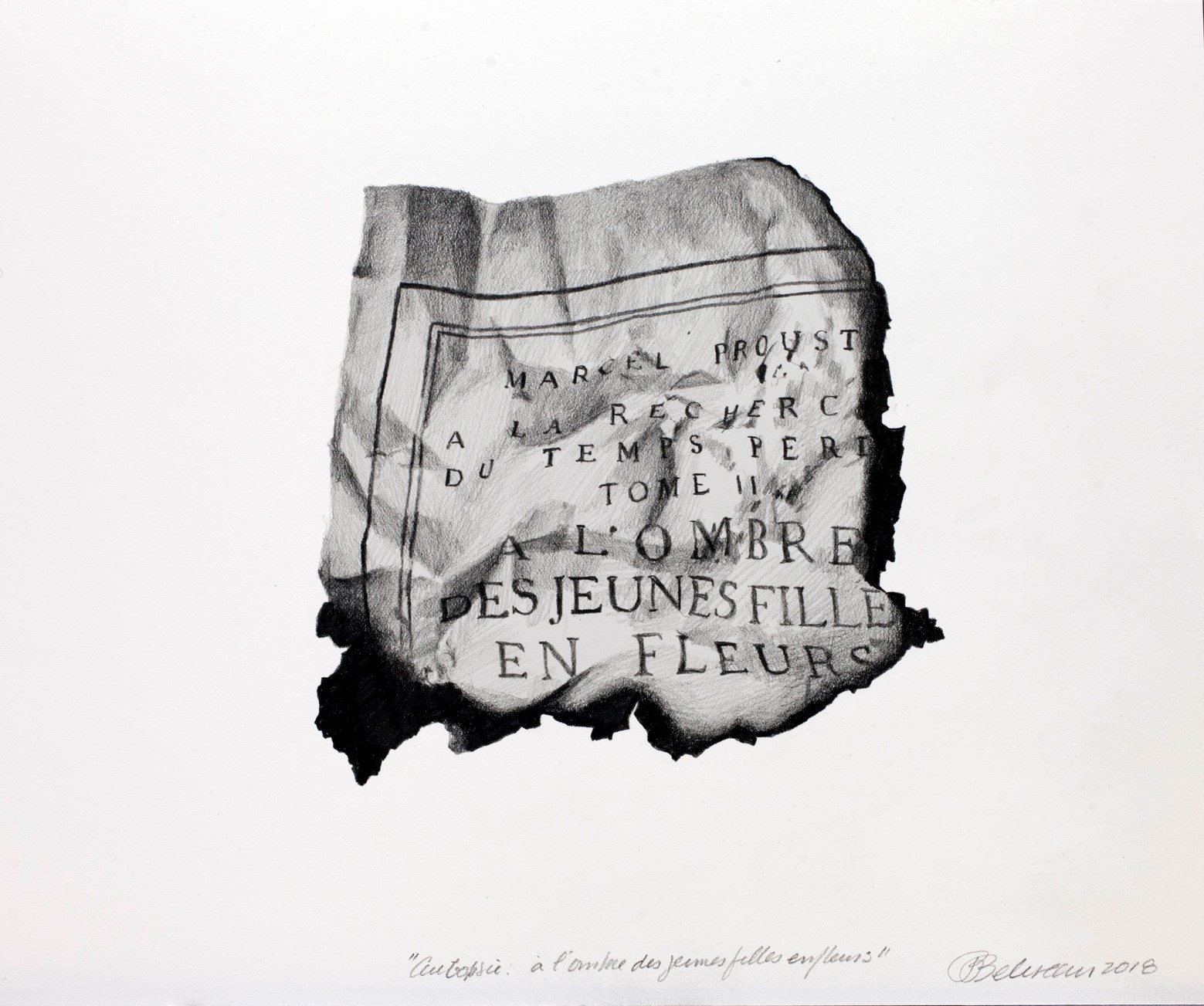 Artwork by Paul Béliveau, Autopsie : À l'ombre des jeunes filles en fleur, Made of Graphite on Fabriano paper 
