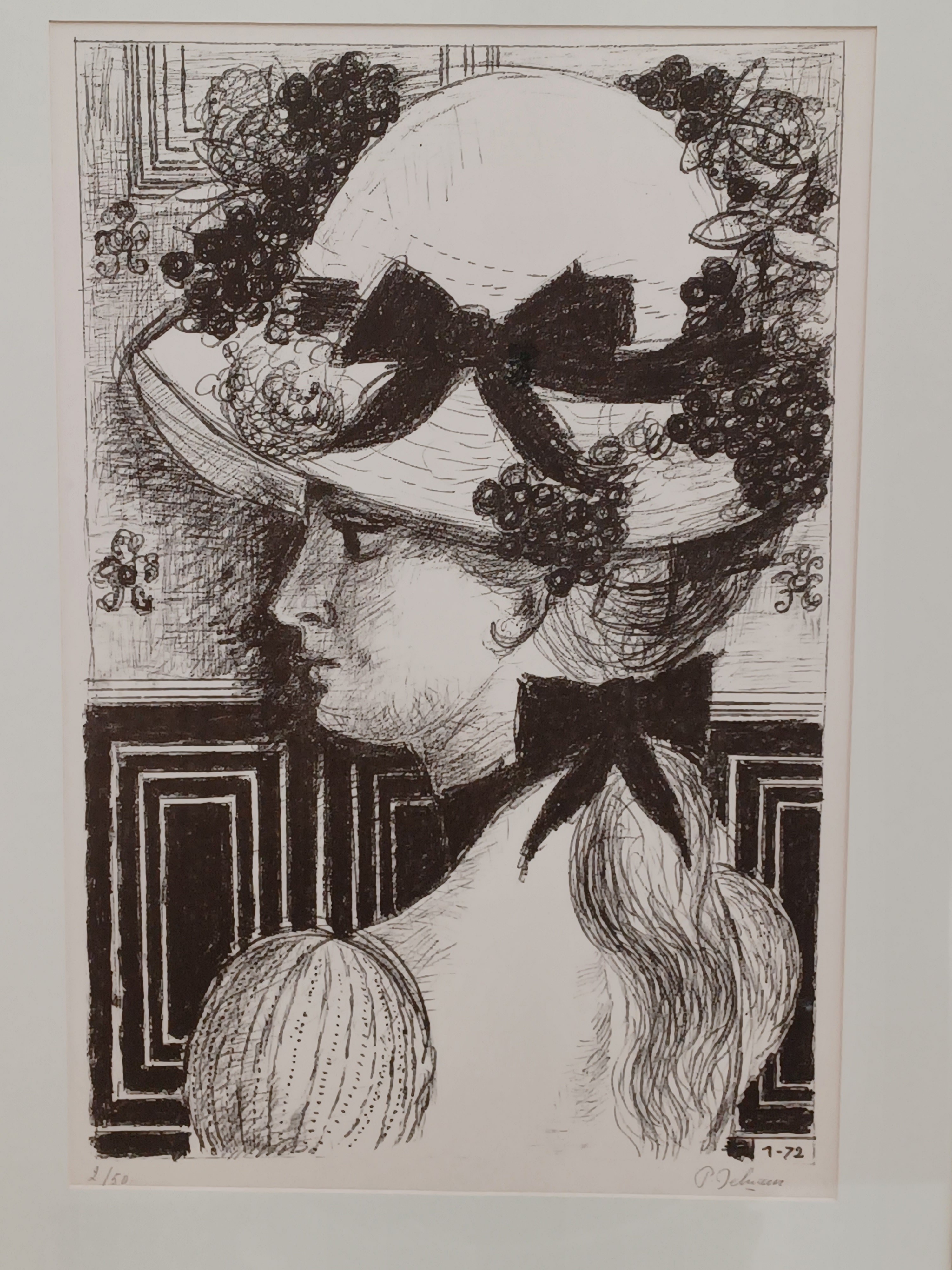 Artwork by Paul Delvaux, Le Chapeau 1900, Made of Lithography 