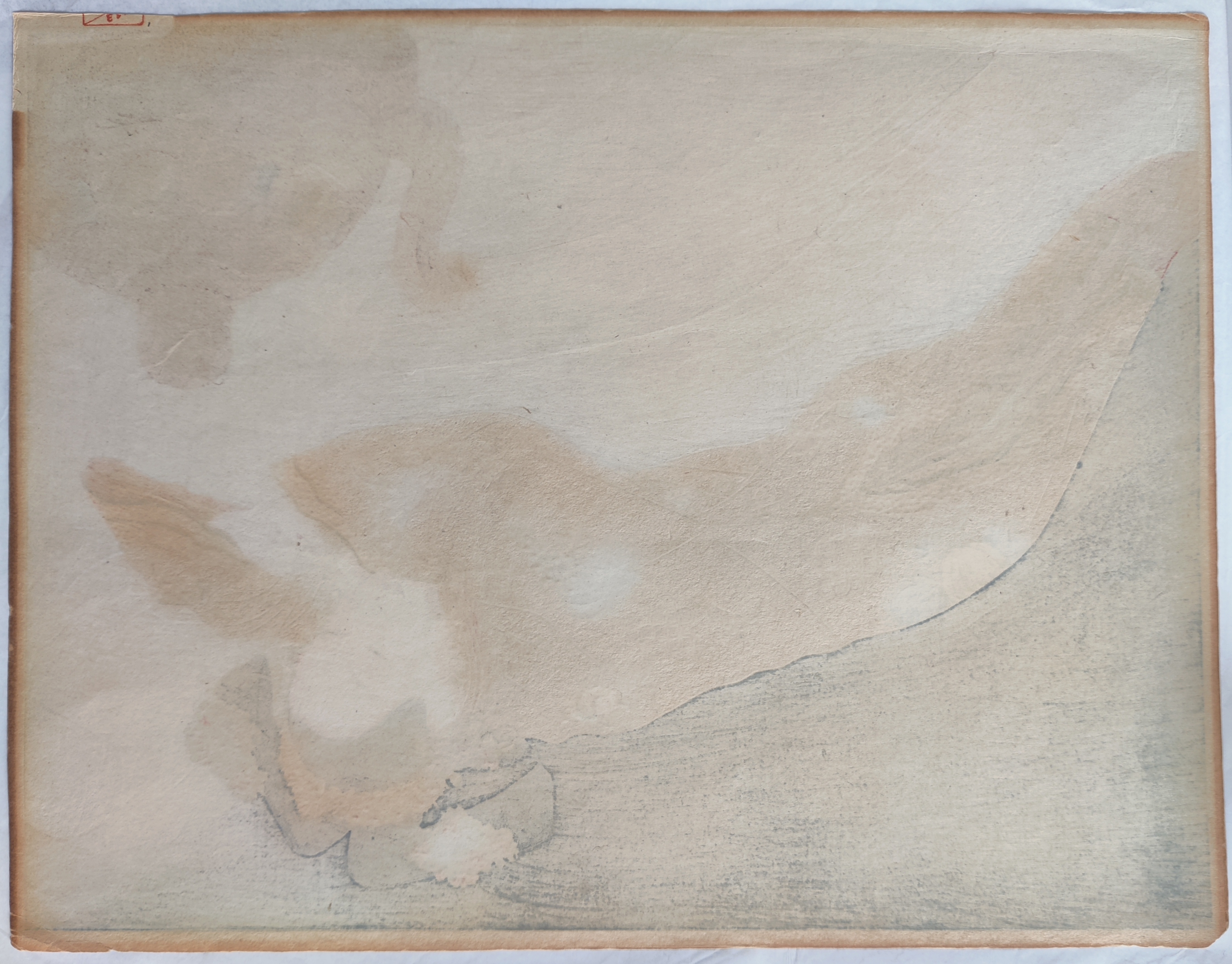 A painting of a woman in a kimono laying on a bed.