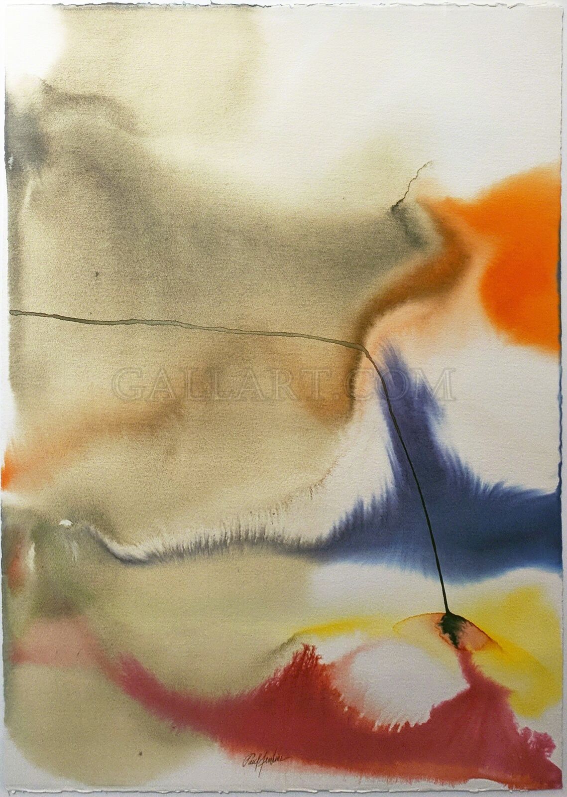 Artwork by Paul Jenkins, PHENOMENA GIVEN MERIDIAN, Made of Watercolor On Wove Paper 