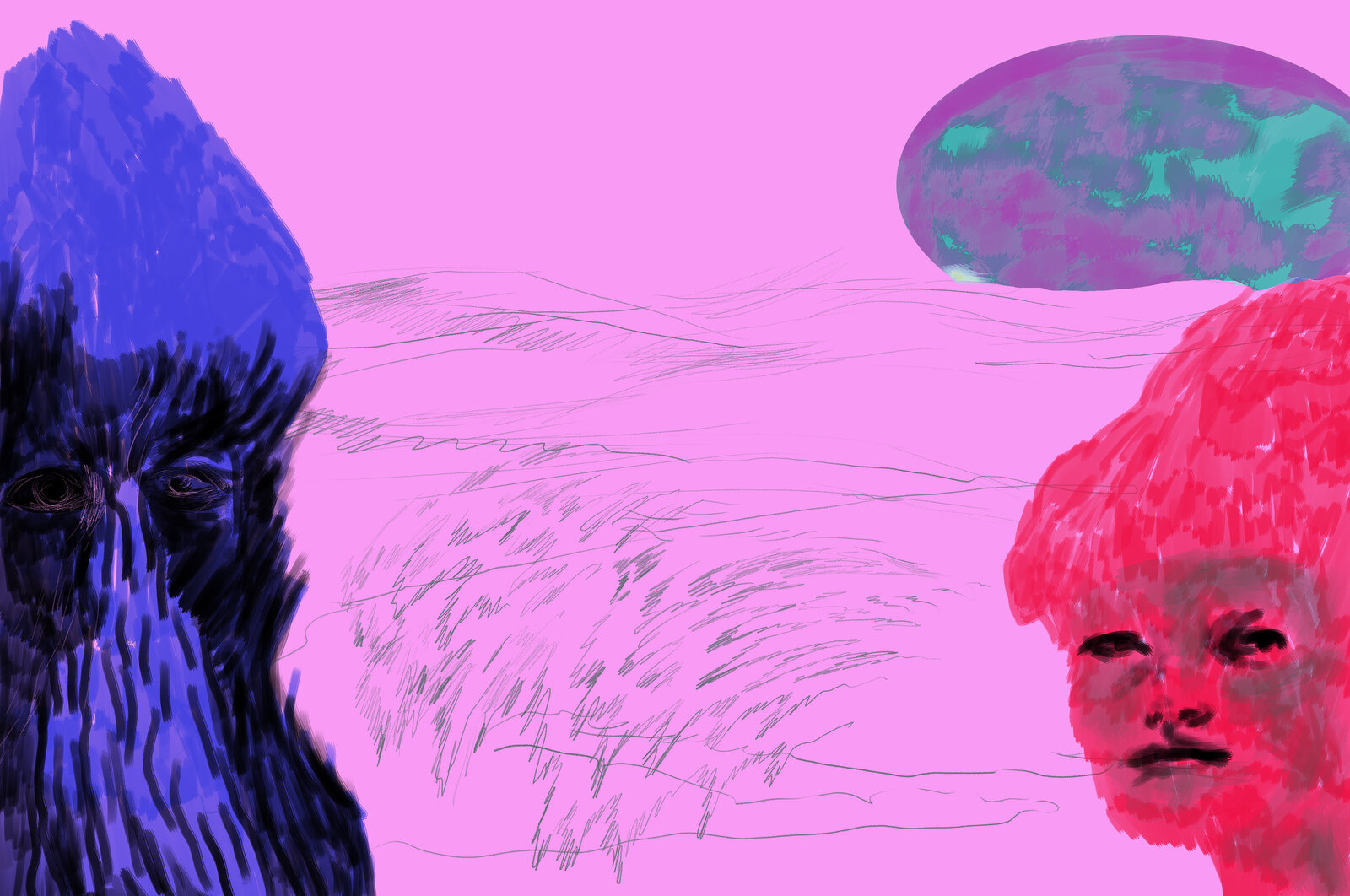 Artwork by Paul Maheke, As Chiron, an Orb and the Horizon, Made of UV print on transparent acrylic 