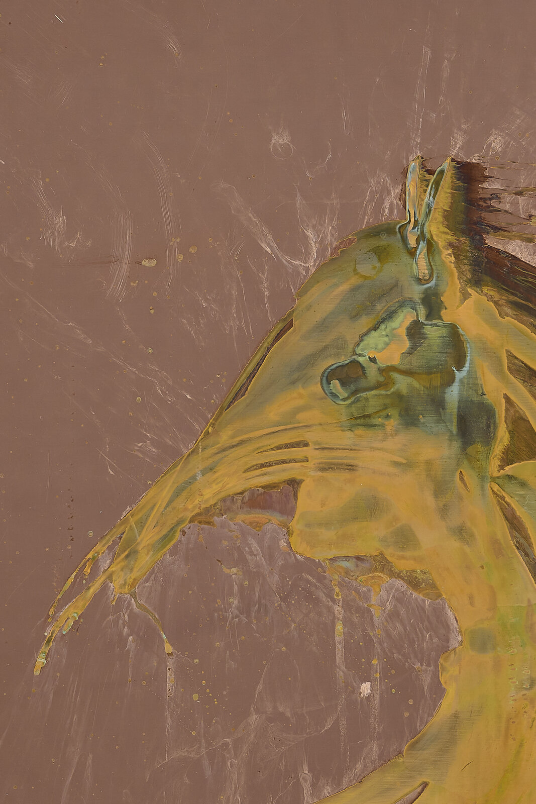 Artwork by Paul Maheke, Ibis, Made of Ferric chloride on copper 