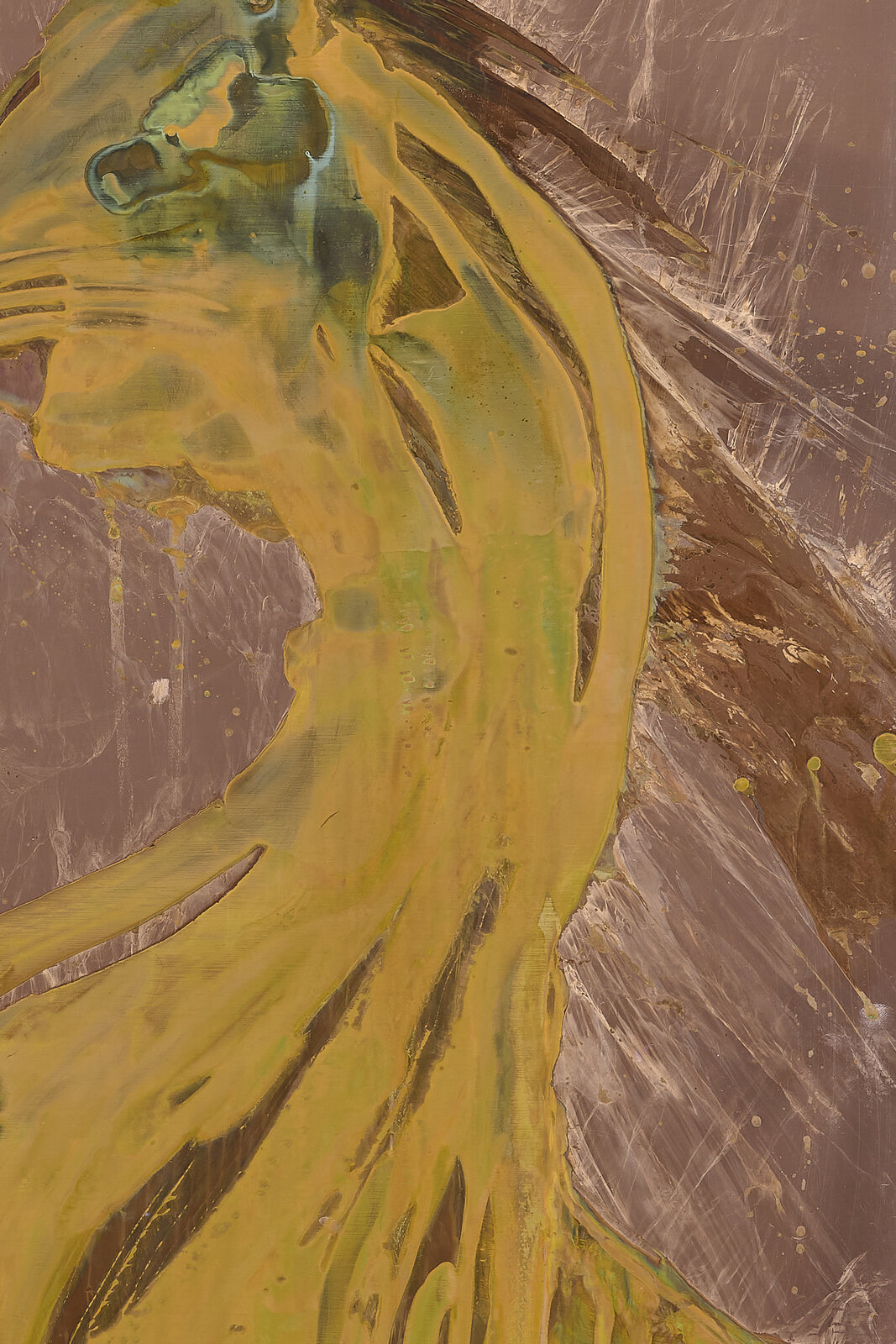 Artwork by Paul Maheke, Ibis, Made of Ferric chloride on copper 